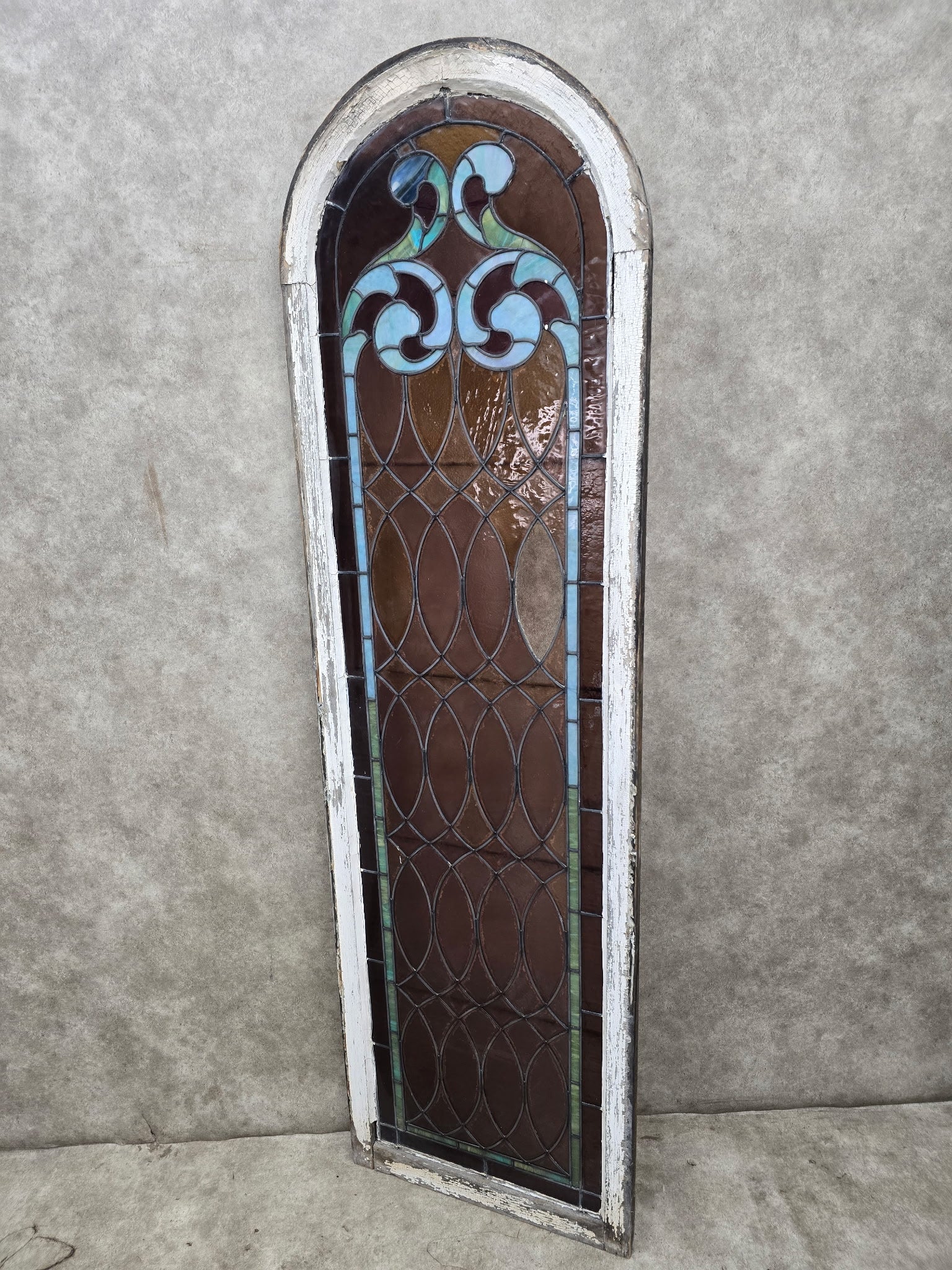 Antique Gothic Arched Stained Glass Church Window