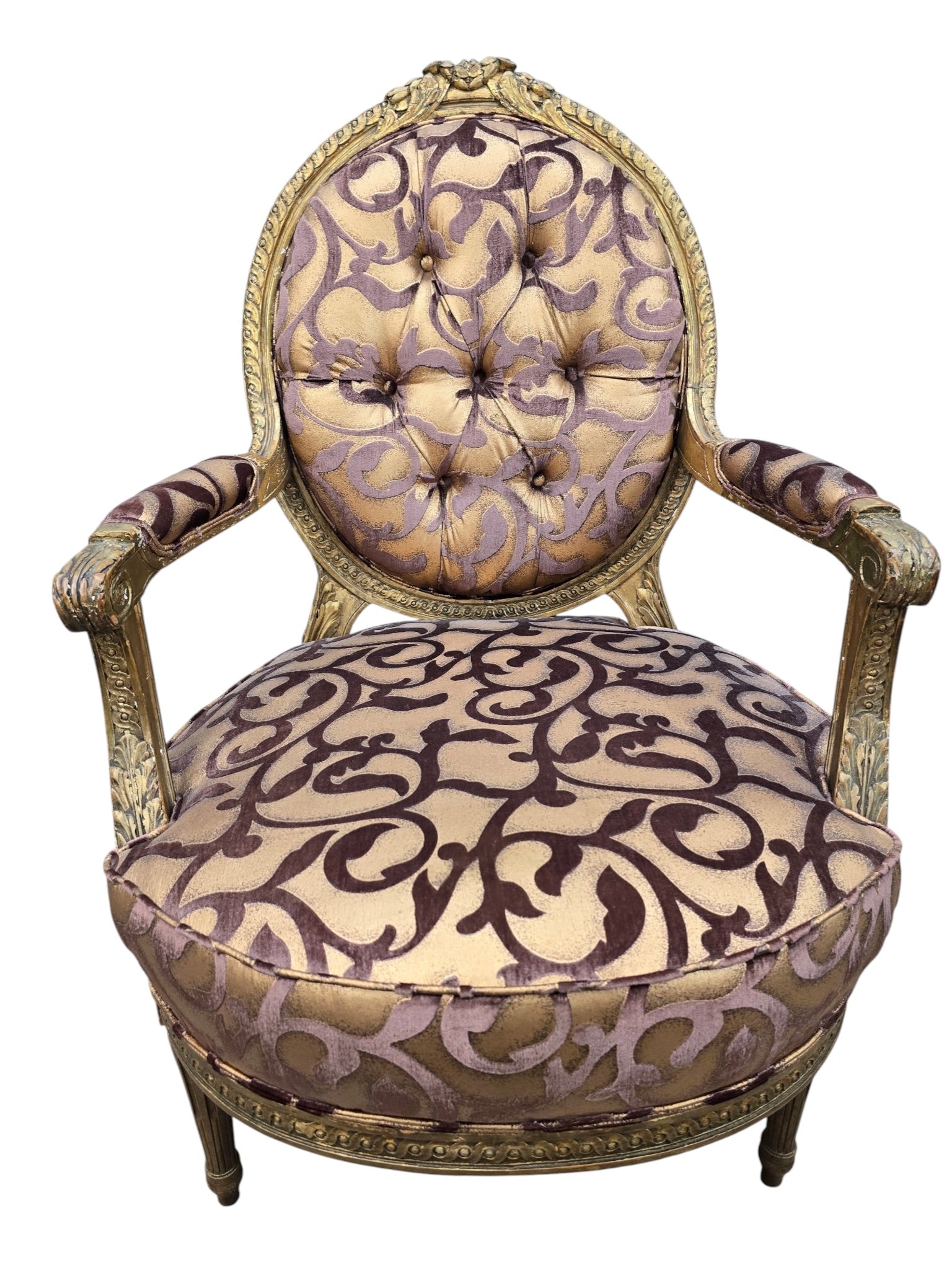 Antique French Louis XV Style Fauteuil Chairs Newly Reupholstered - Pair