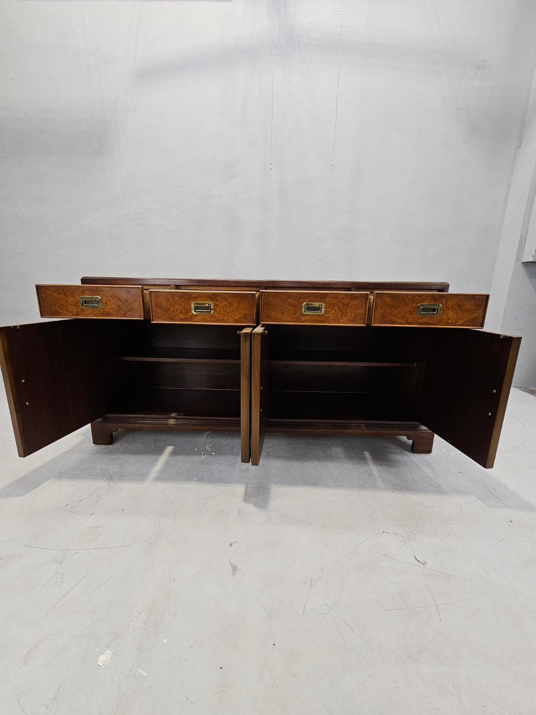 Hollywood Regency Walnut Burl Dresser Sideboard by Ray Sabota for Century Furniture