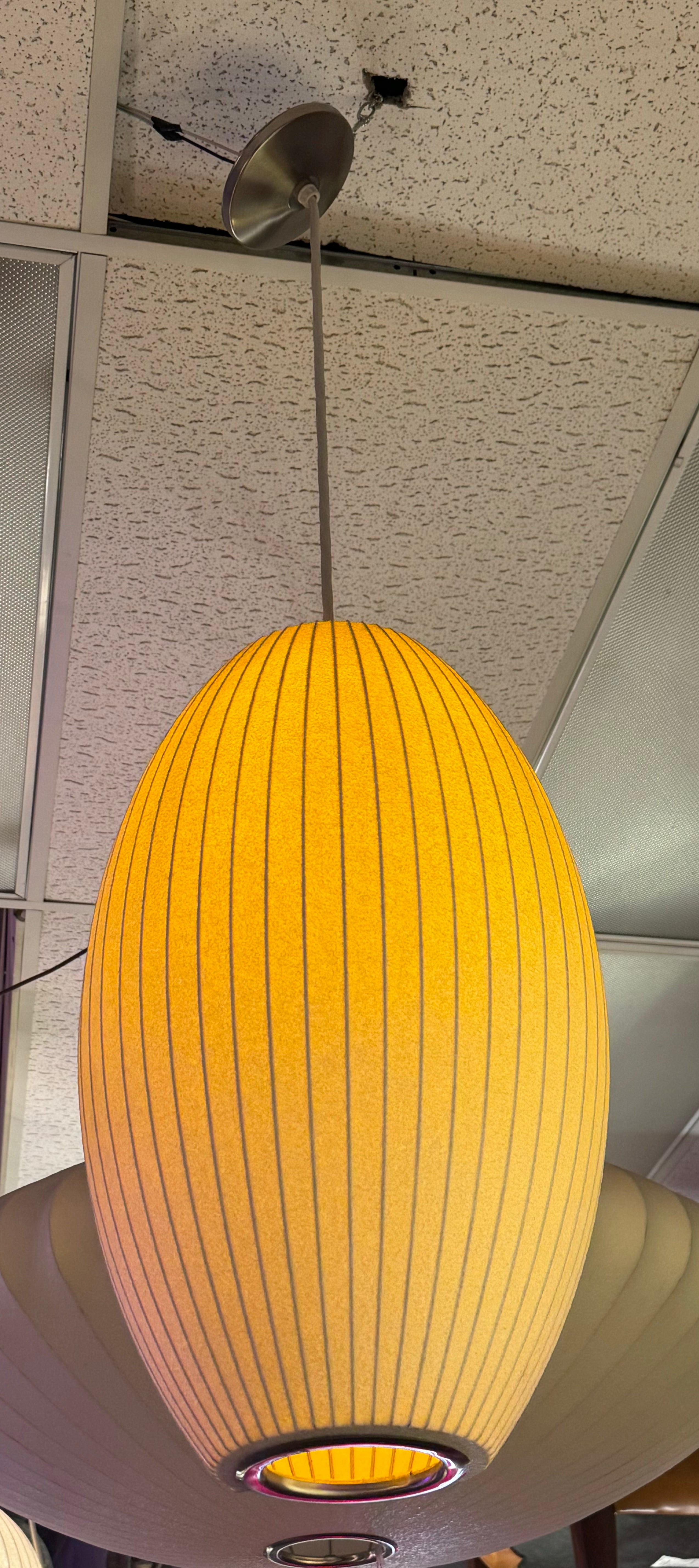 Mid Century Modern Atomic Style George Nelson Oval Hanging Bubble Lamp