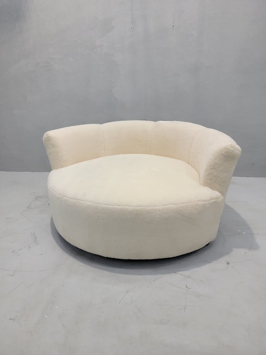 Mid Century Modern Milo Baughman Style Swivel Love Lounge Newly Upholstered