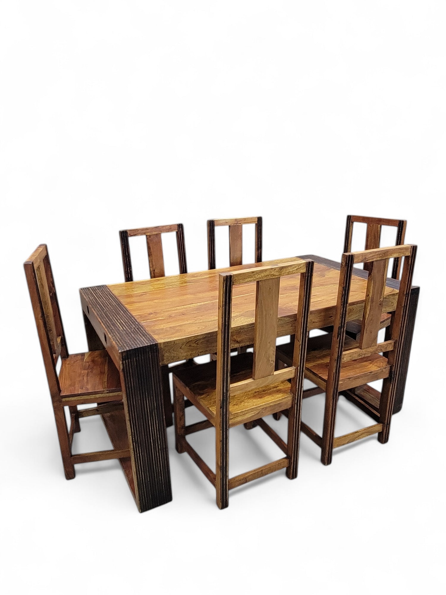 Vintage Rustic Reclaimed Barnwood Extending Dining Table and Chairs Set