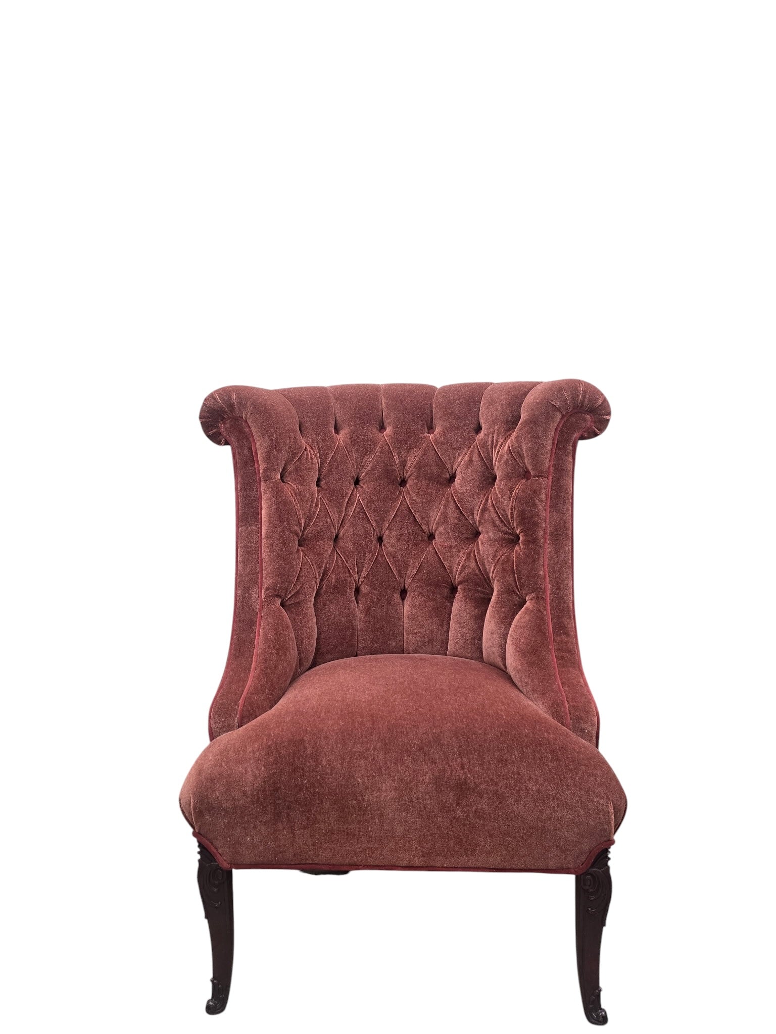 Vintage Queen Anne Style Tufted Wingback Chairs Newly Reupholstered - Pair