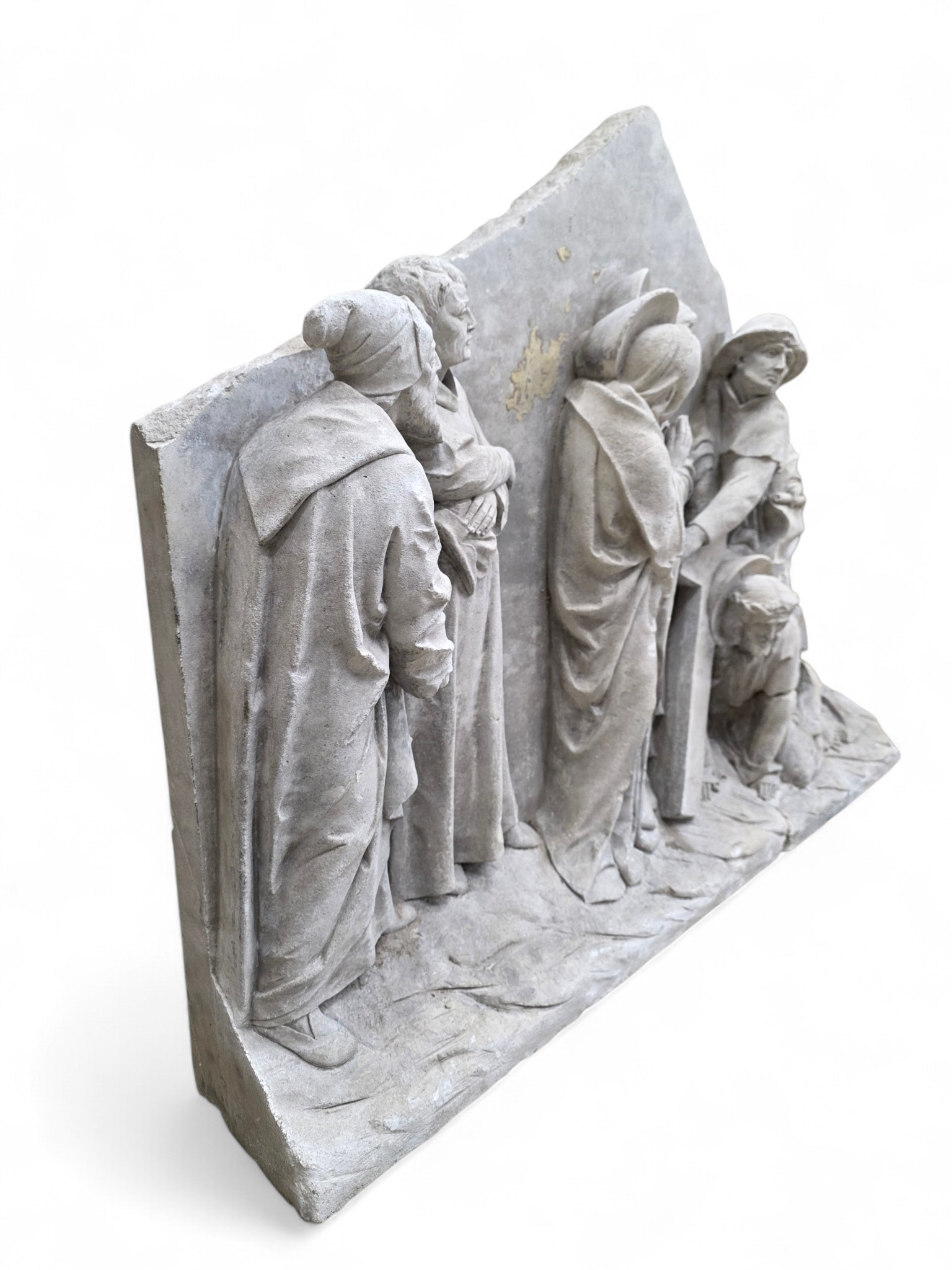 Antique Monumental European "Stations of The Cross" Stone Relief Panels — Pair