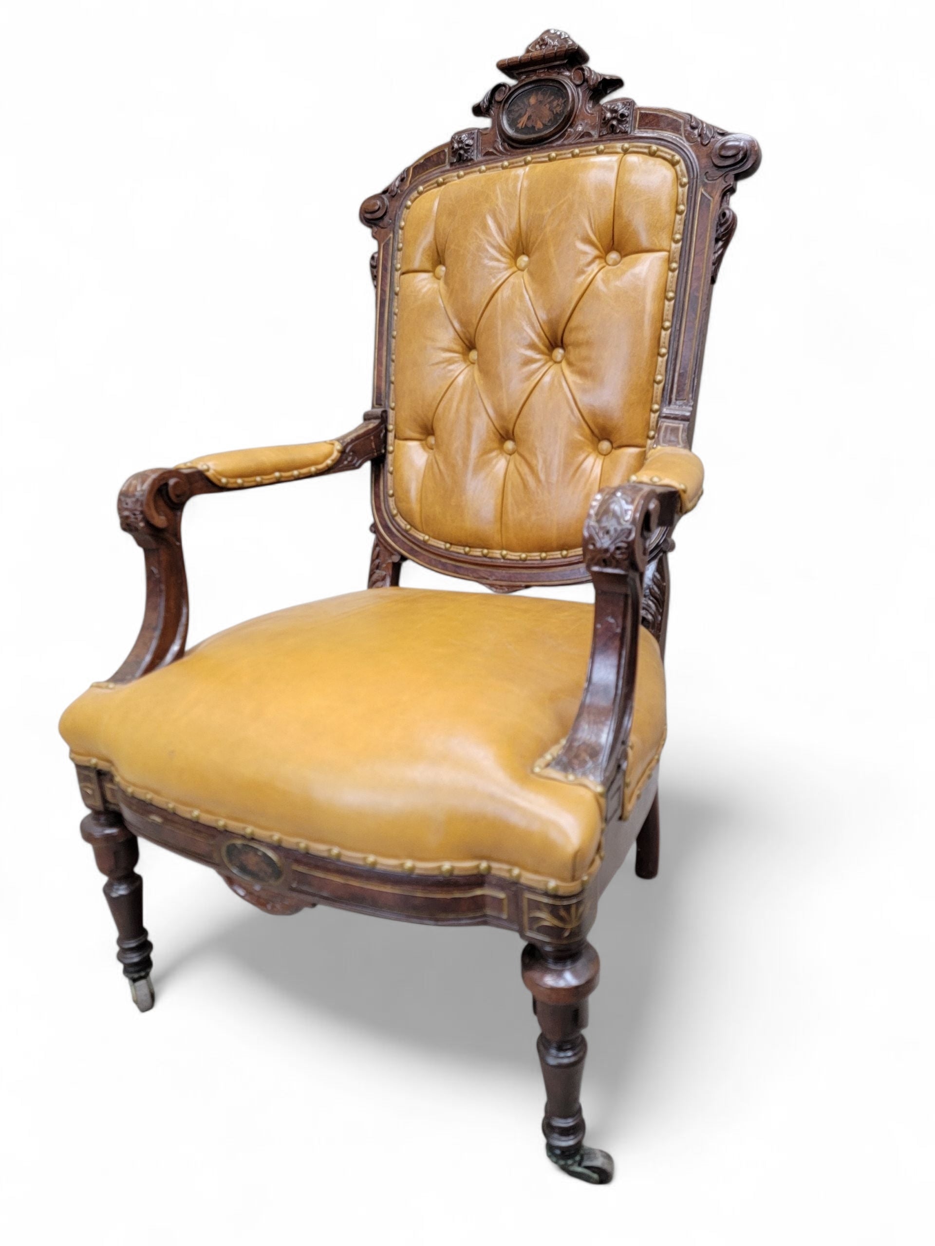 Antique French Regency Style Rosewood Parlor Set Newly Reupholstered - 4