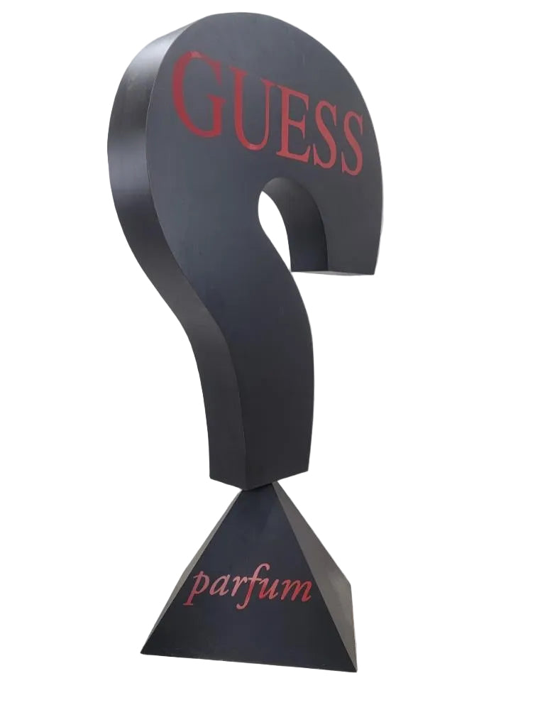 Guess Sign Image Vintage 7.5 Foot Black Wood Guess Cultural Advertising Sign – Vintage ...