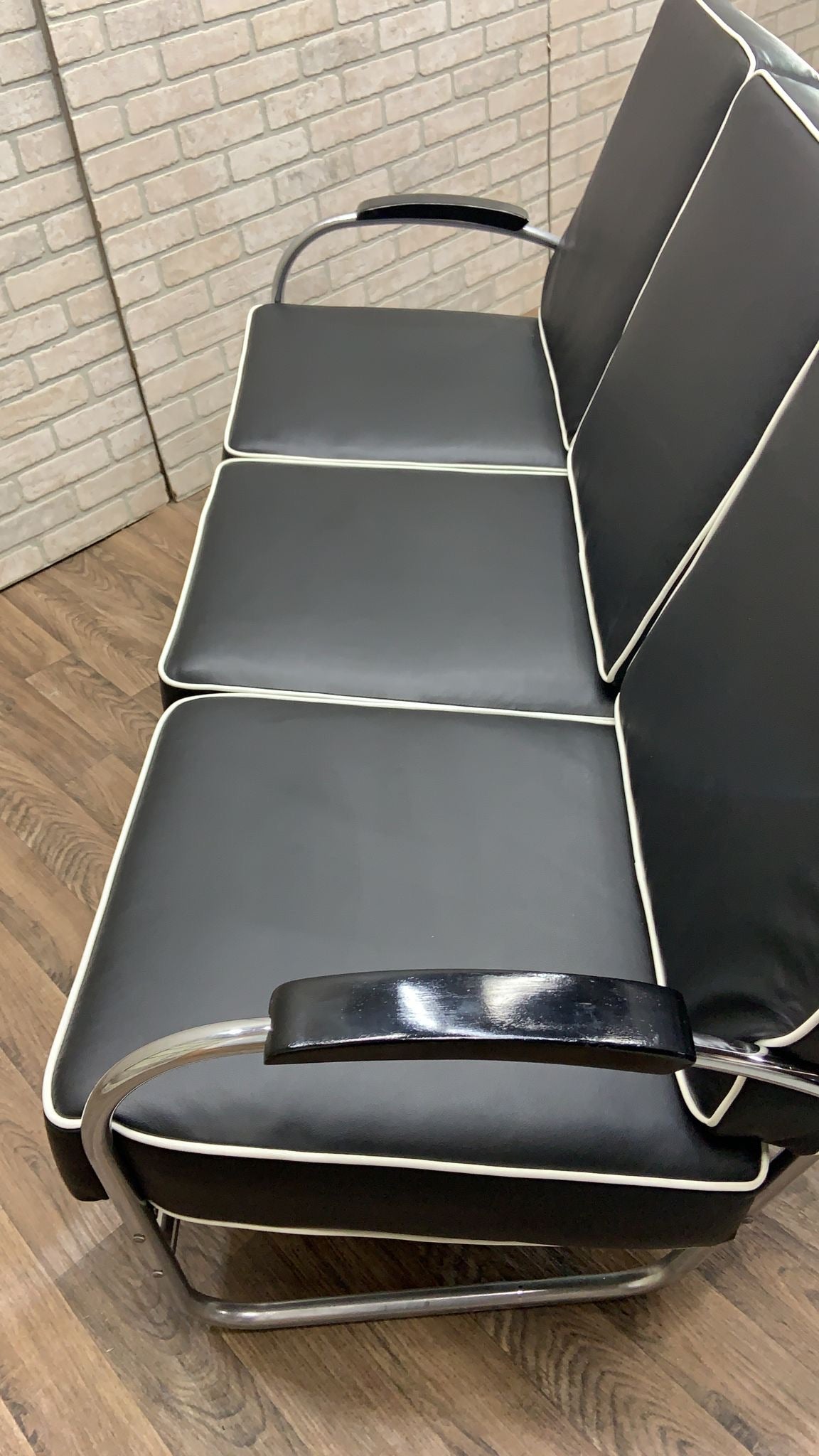 Art Deco Tubular Sofa & Lounge Chair by Kem Weber Newly Reupholstered