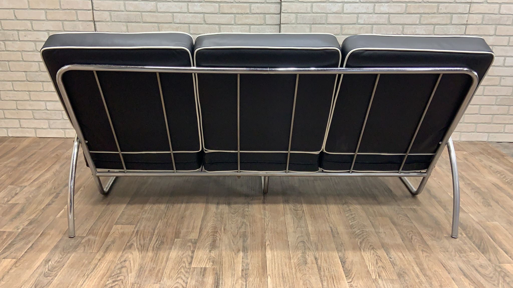 Art Deco Tubular Sofa & Lounge Chair by Kem Weber Newly Reupholstered