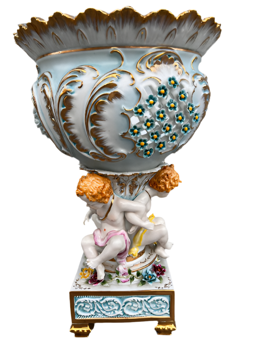 Antique Karl Richard Klemm Style Porcelain Pedestal Centerpiece
