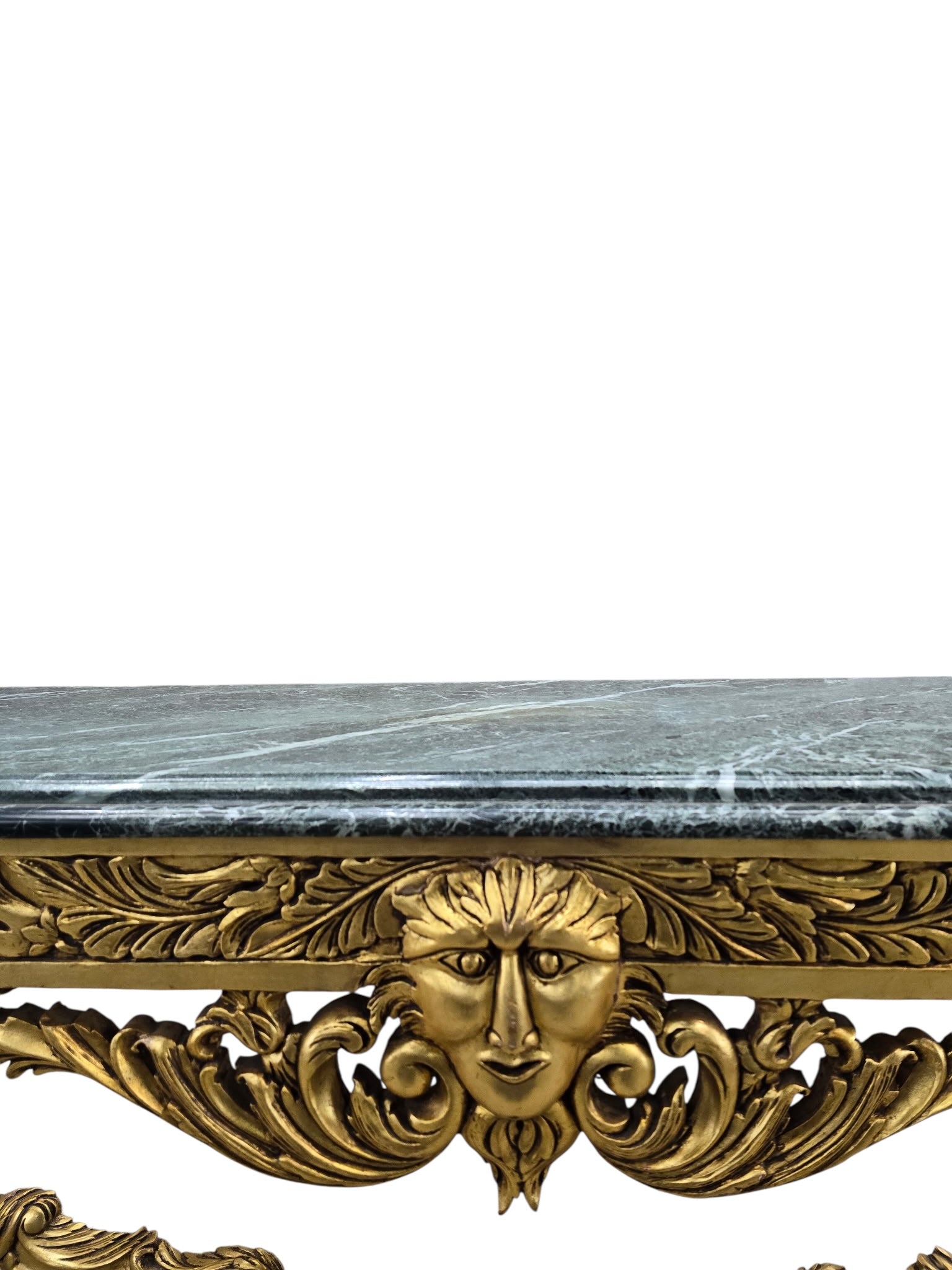 Antique French Louis XV Style Carved Giltwood Console Table with Marble Top