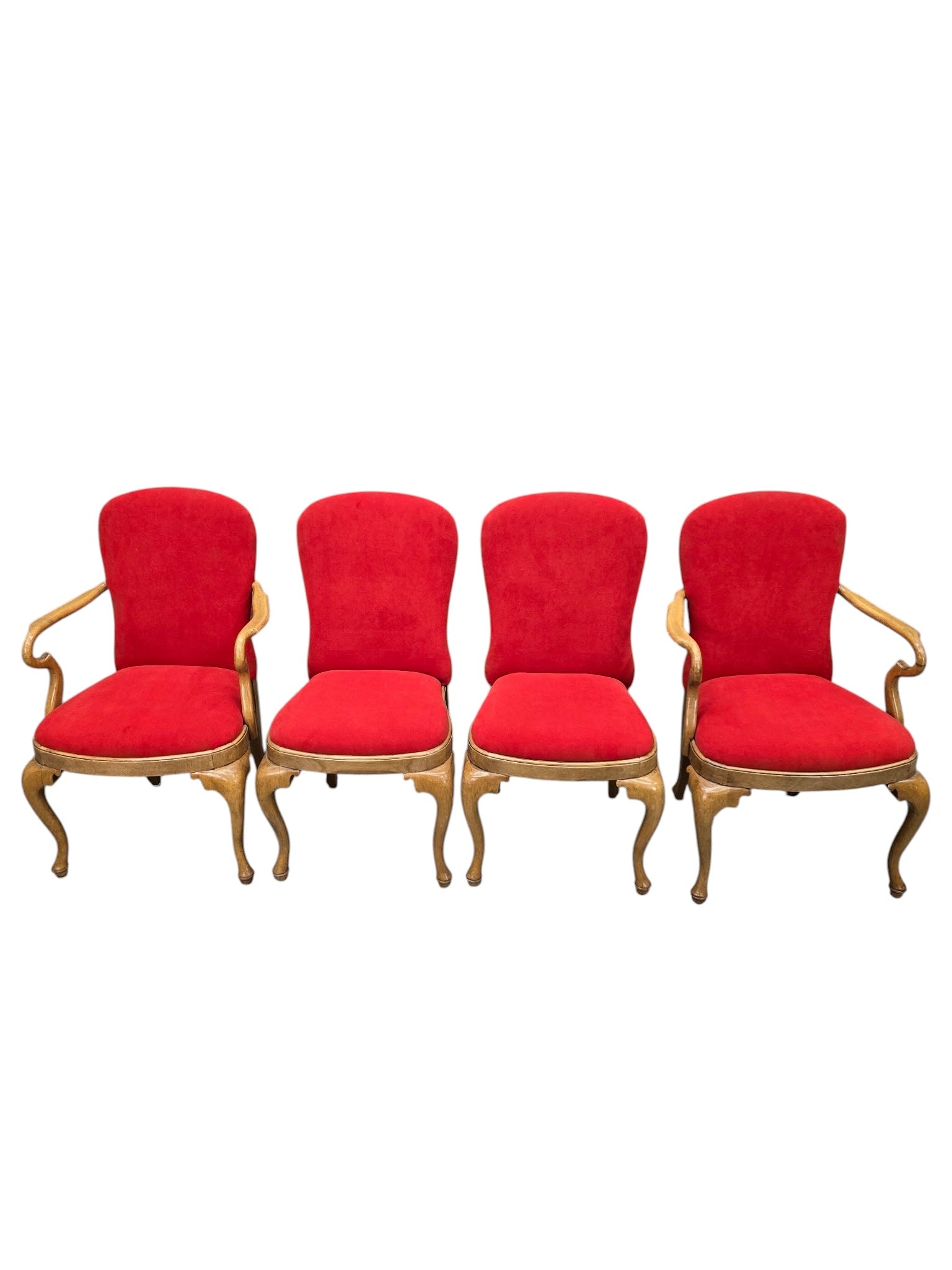 Vintage French Louis XV Style Carved Maple Dining Chairs with Armchairs – Set of 8