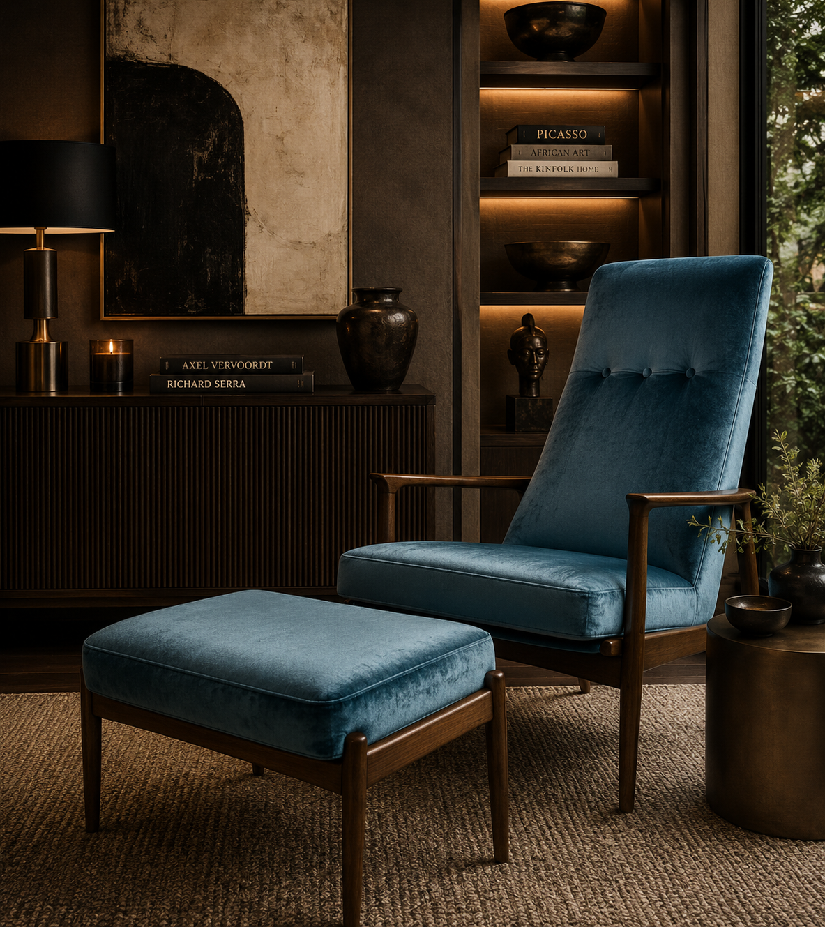 MCM Danish Folke Ohlsson Lounge Chair and Ottoman Newly Reupholstered