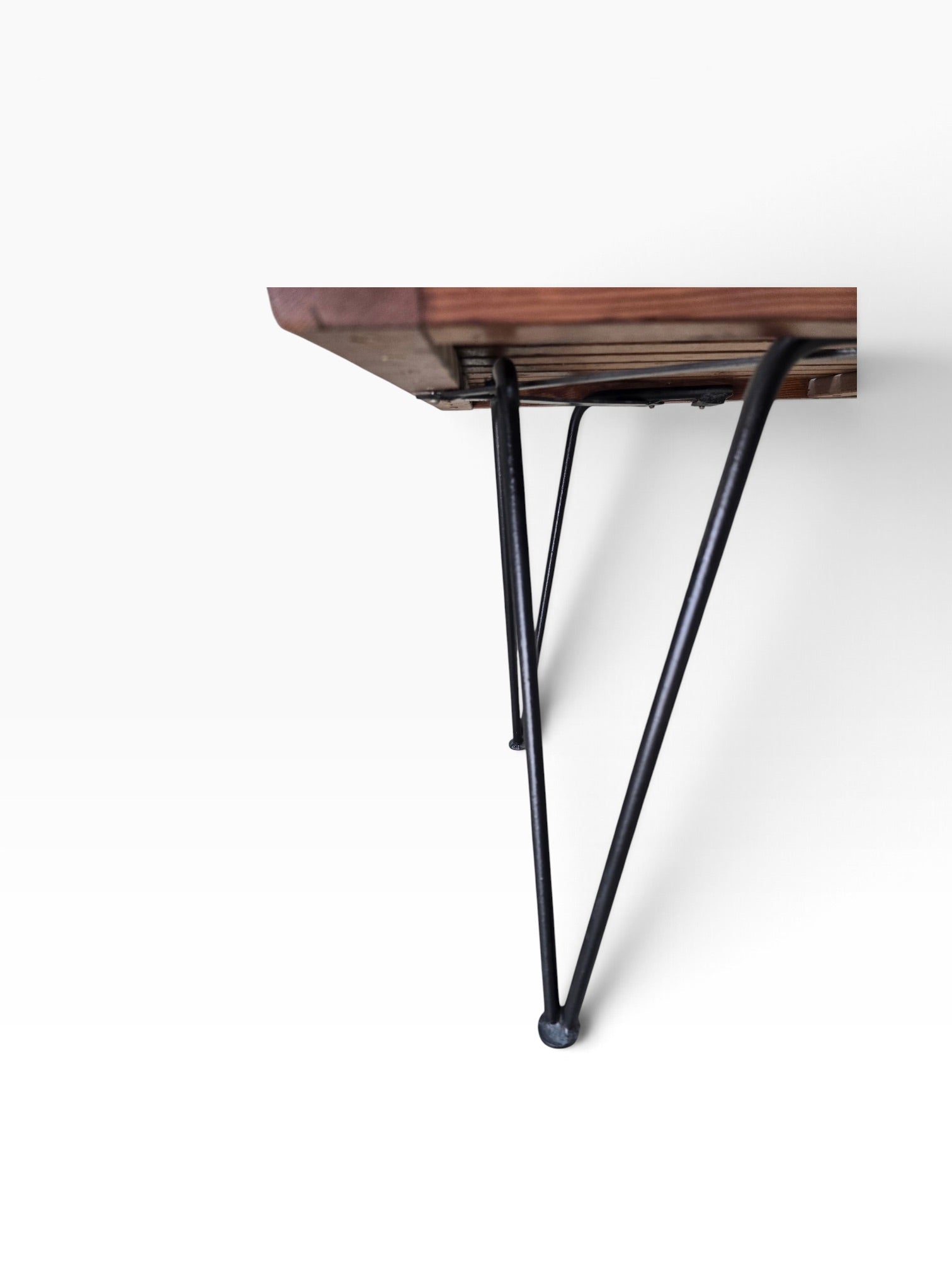 New- Mid Century Modern Pipsan Saarinen Style Slat Table Bench with Hair Pin Legs