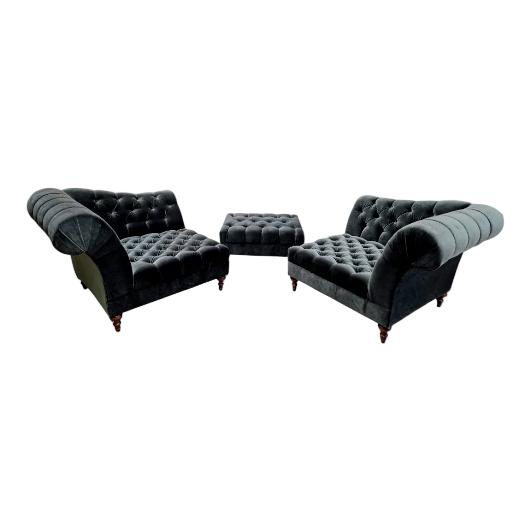 Vintage Chesterfield Style 3 Piece Lounge Set by Bernhardt Salon Interiors Newly Reupholstered