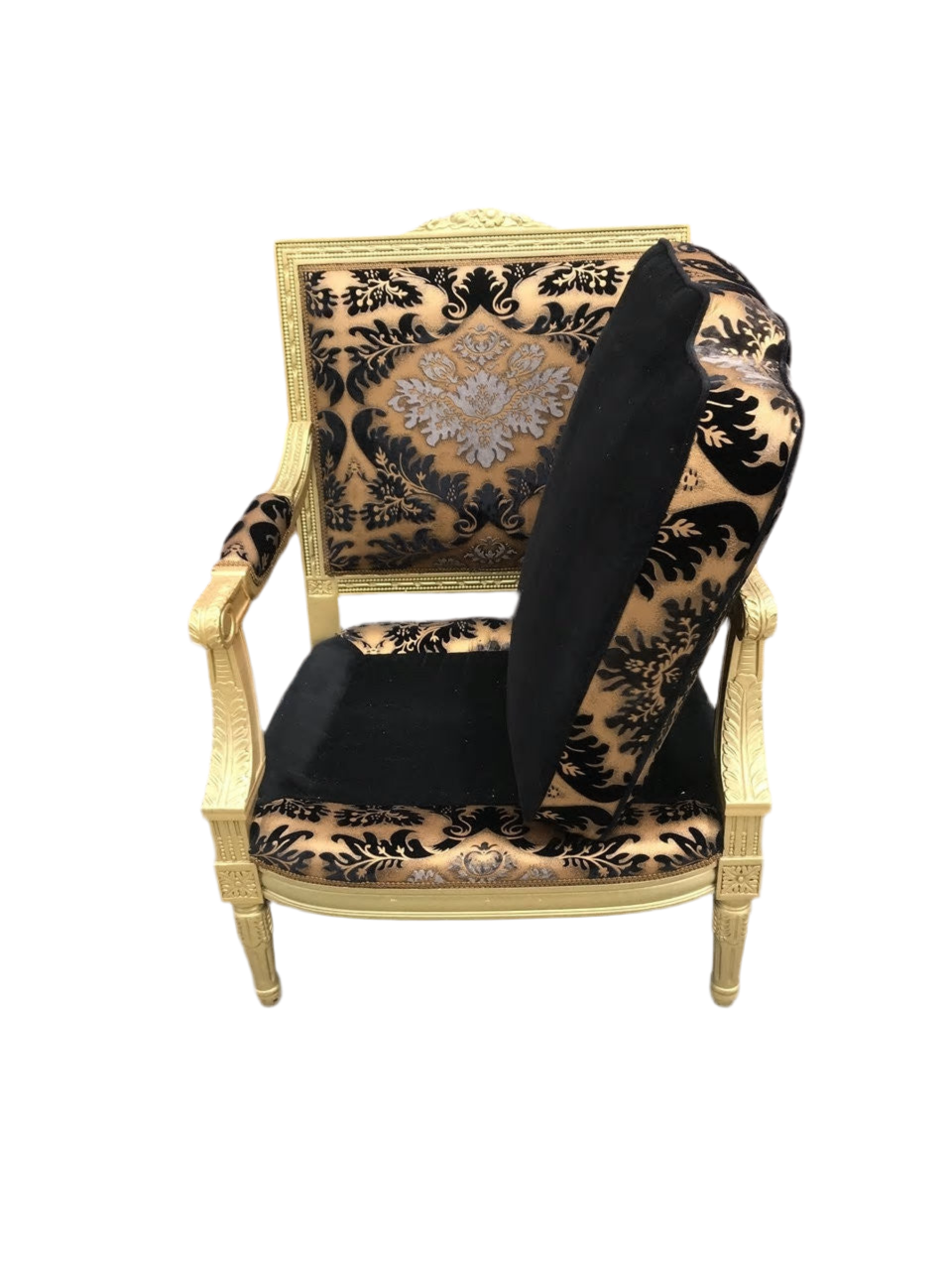Antique Victorian Carved Gold Frame Chairs Newly Upholstered - Pair