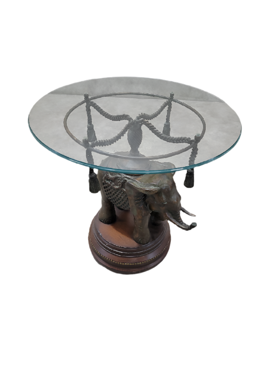 Vintage Erin Lane Bronze Elephant Pedestal Side Table
