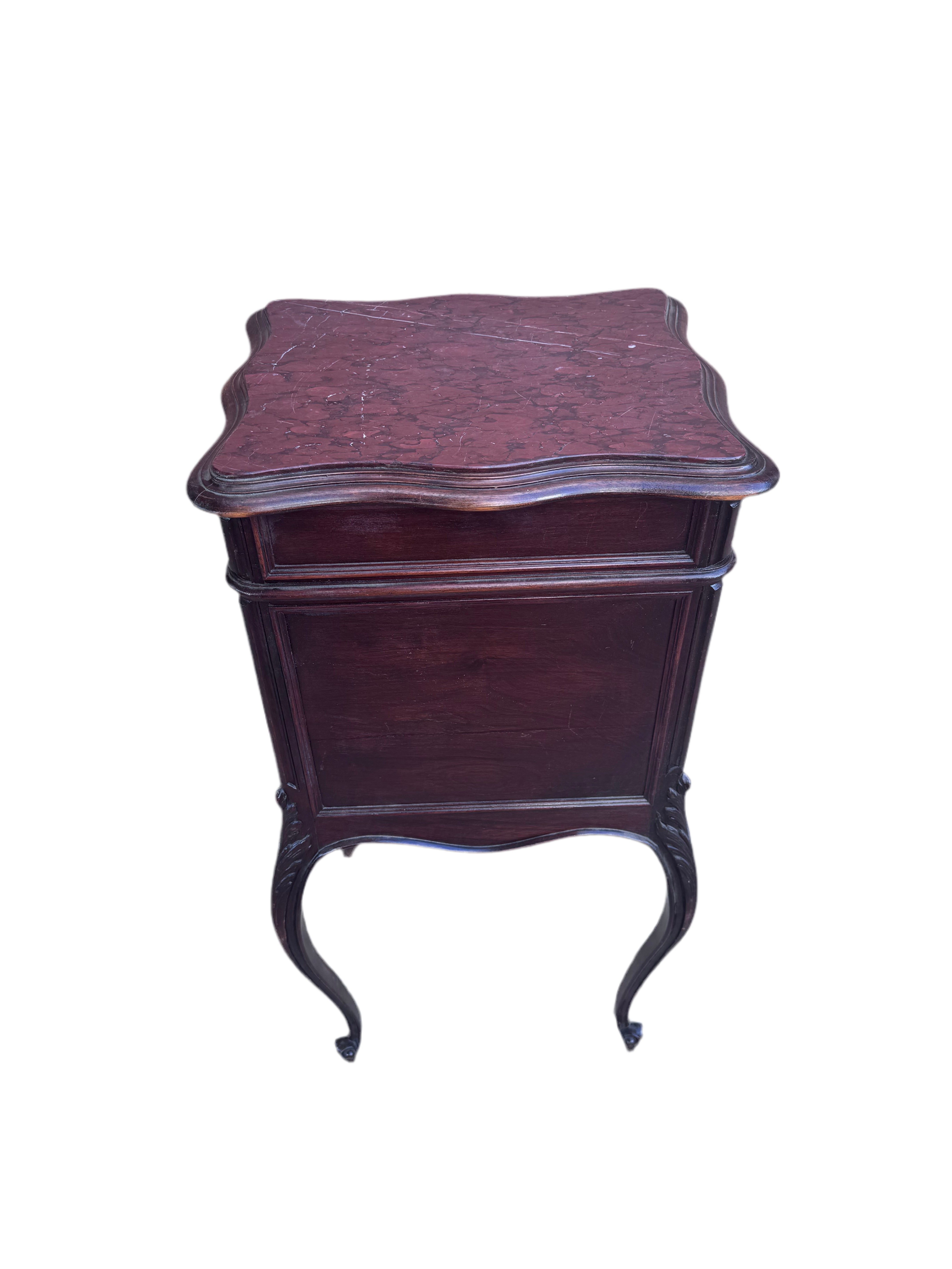 New - Antique French Louis XV Style Carved Marble Top Smoking Stand/ End Table
