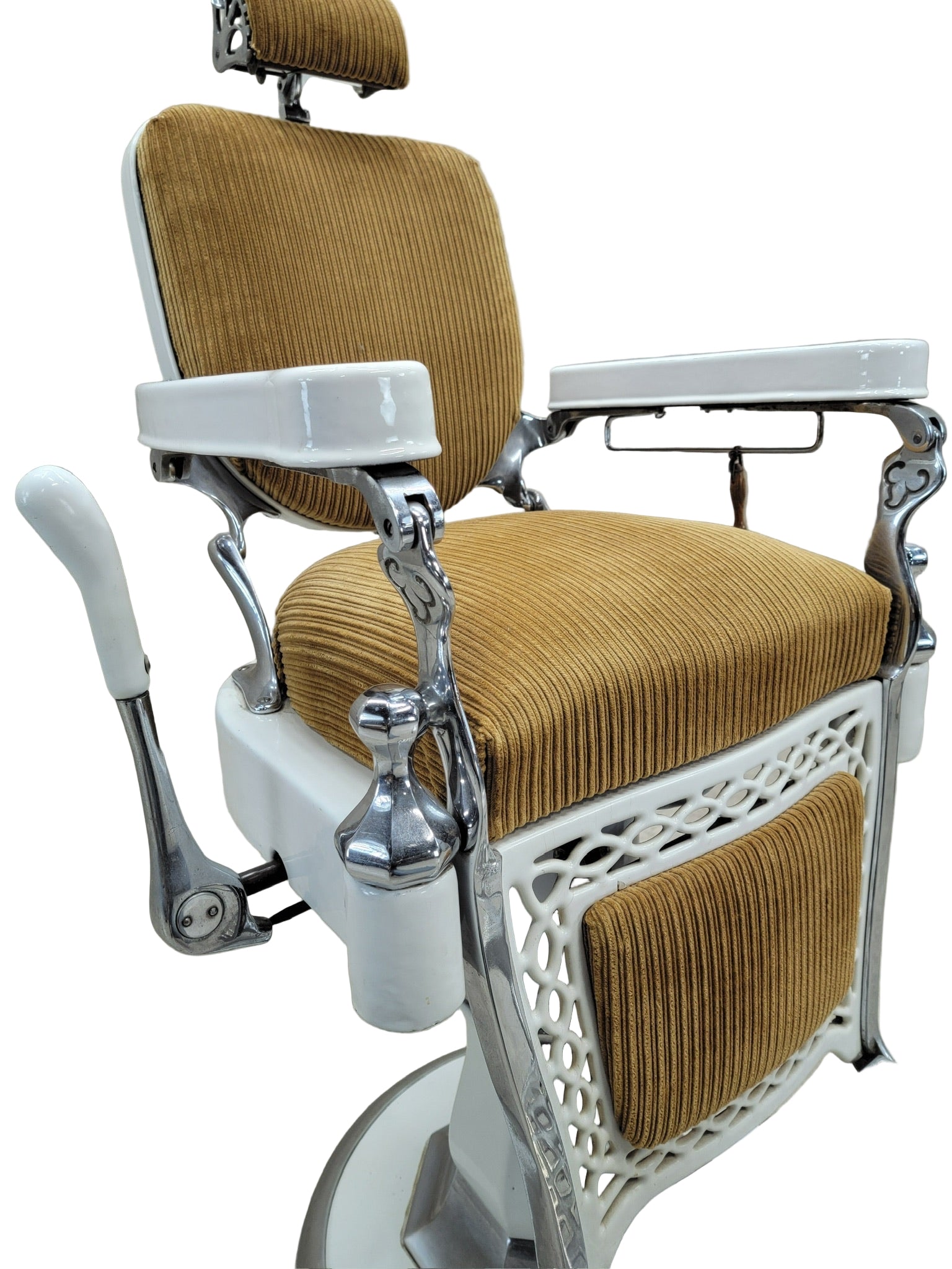 Antique Emil J. Paidar Adjustable Barber Chair with Spring Cushion Headrest