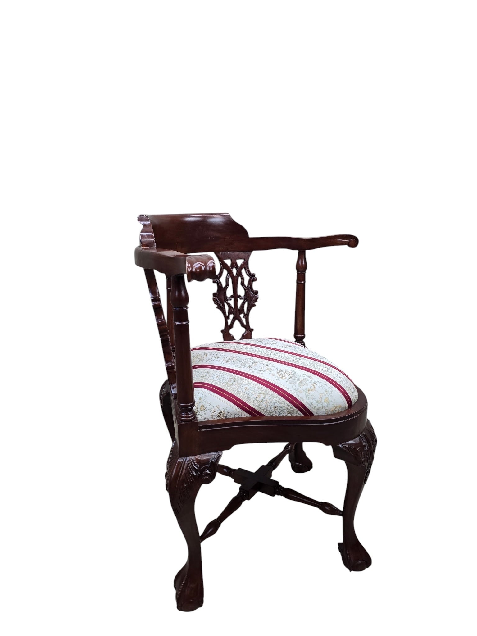 NEW - Antique English Carved Corner Chair - Pair