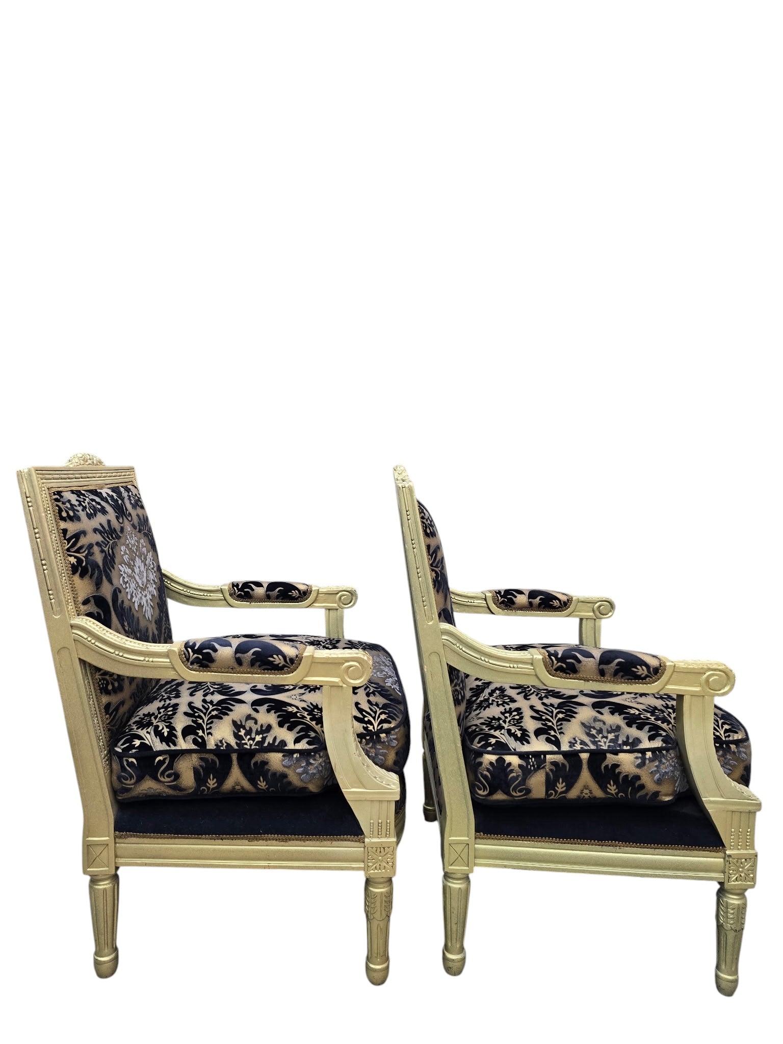 Antique Louis XVI Style Chairs Newly Reupholstered - Pair