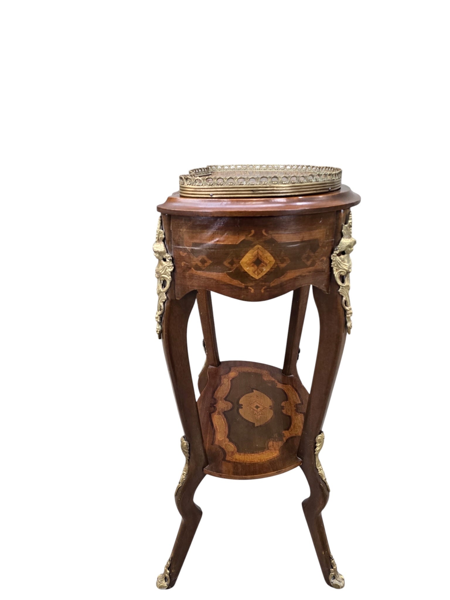 Vintage French Louis XV Style Marquetry Jewelry Cabinet