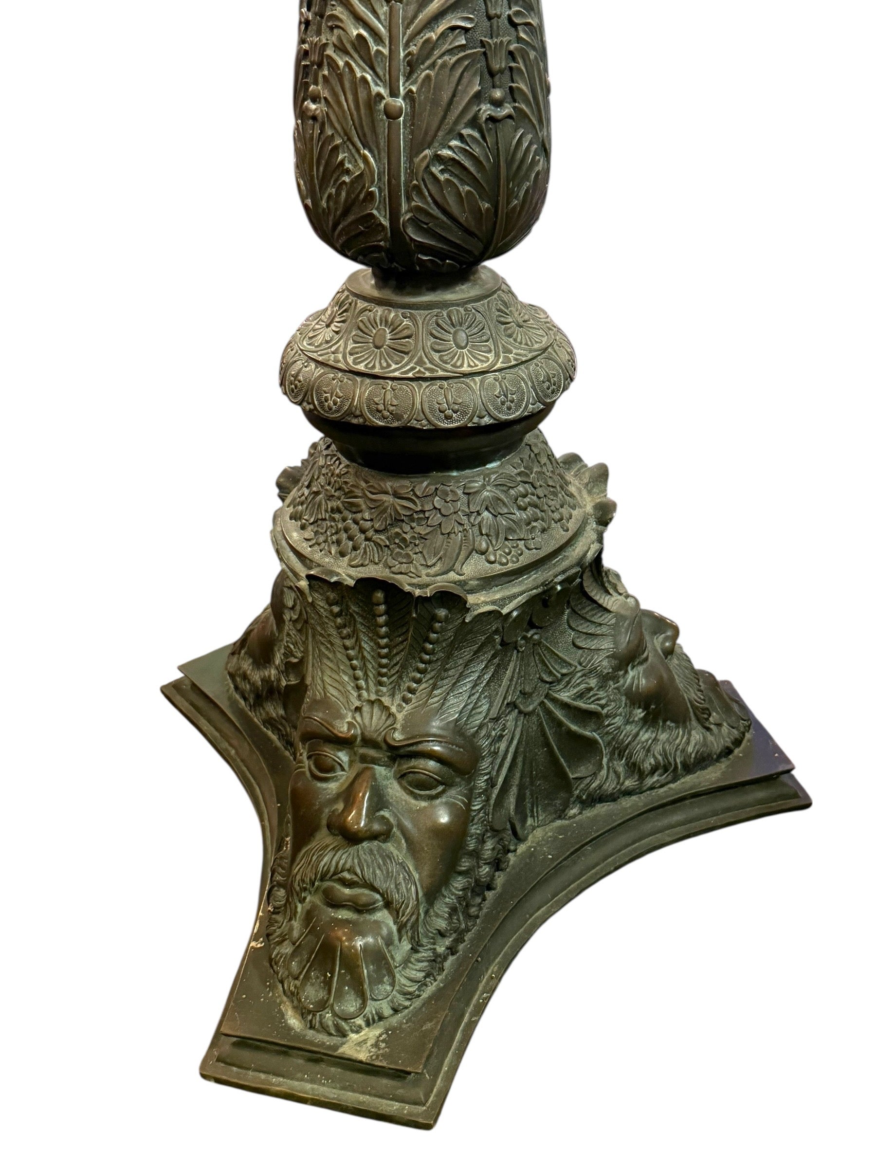 Antique Italian Neoclassical Style Figural Bronze Pedestal