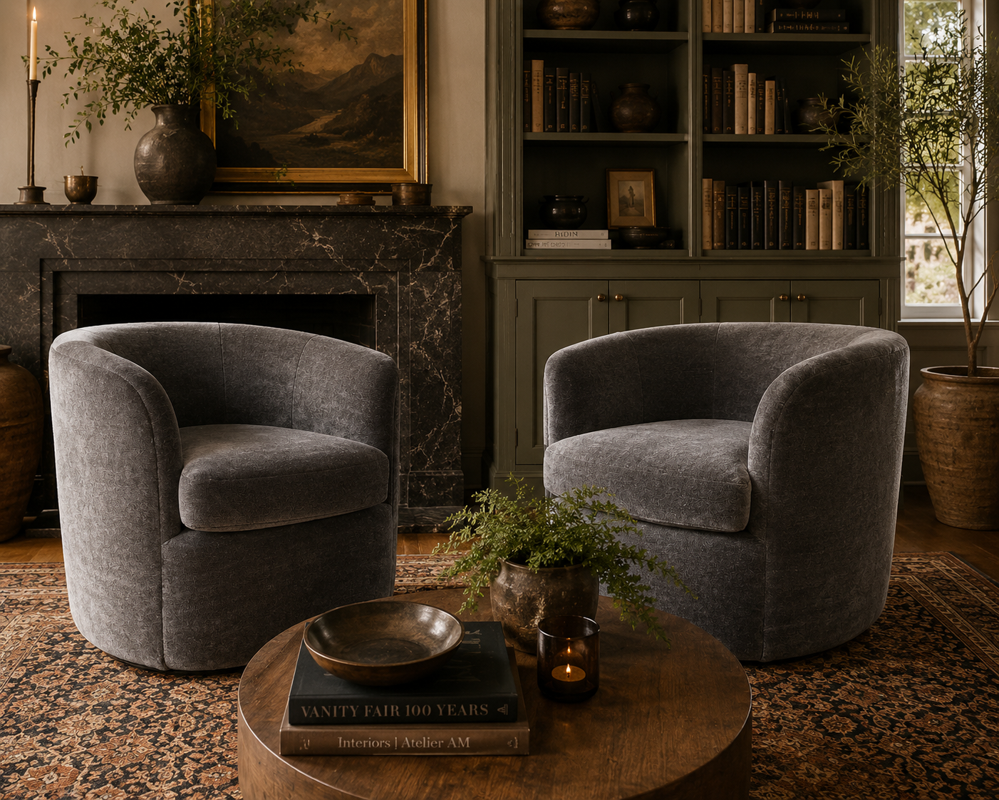 MCM Faudet-Harrison Swivel Lounge Chairs Newly Reupholstered  - Pair