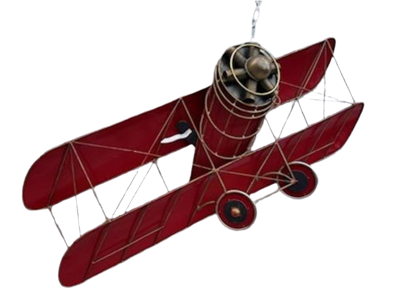 Mid Century Modern Red Enamel Biplane Metal Wall Sculpture by Curtis Jere