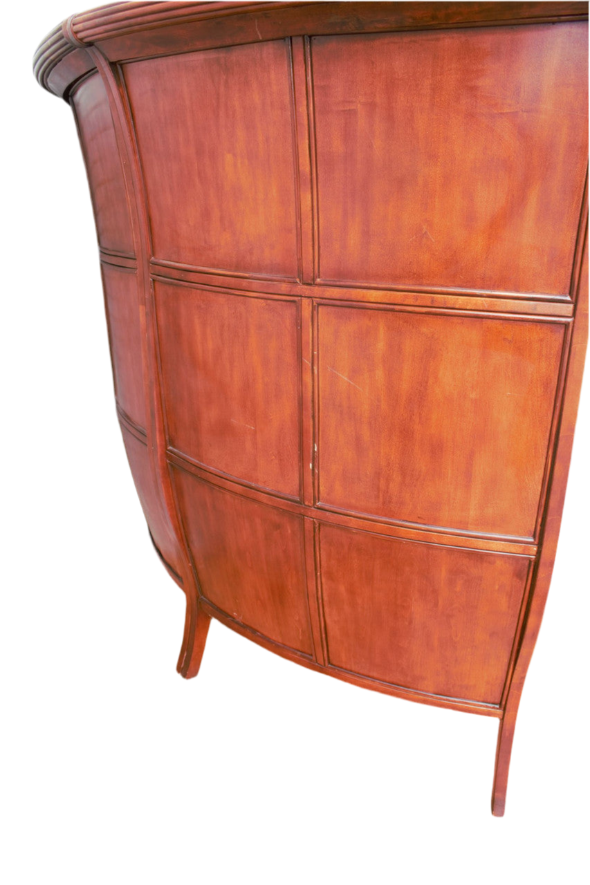 Vintage Asian Style Semi Circular Booth in Mahogany and Tufted Leather - Set of 2