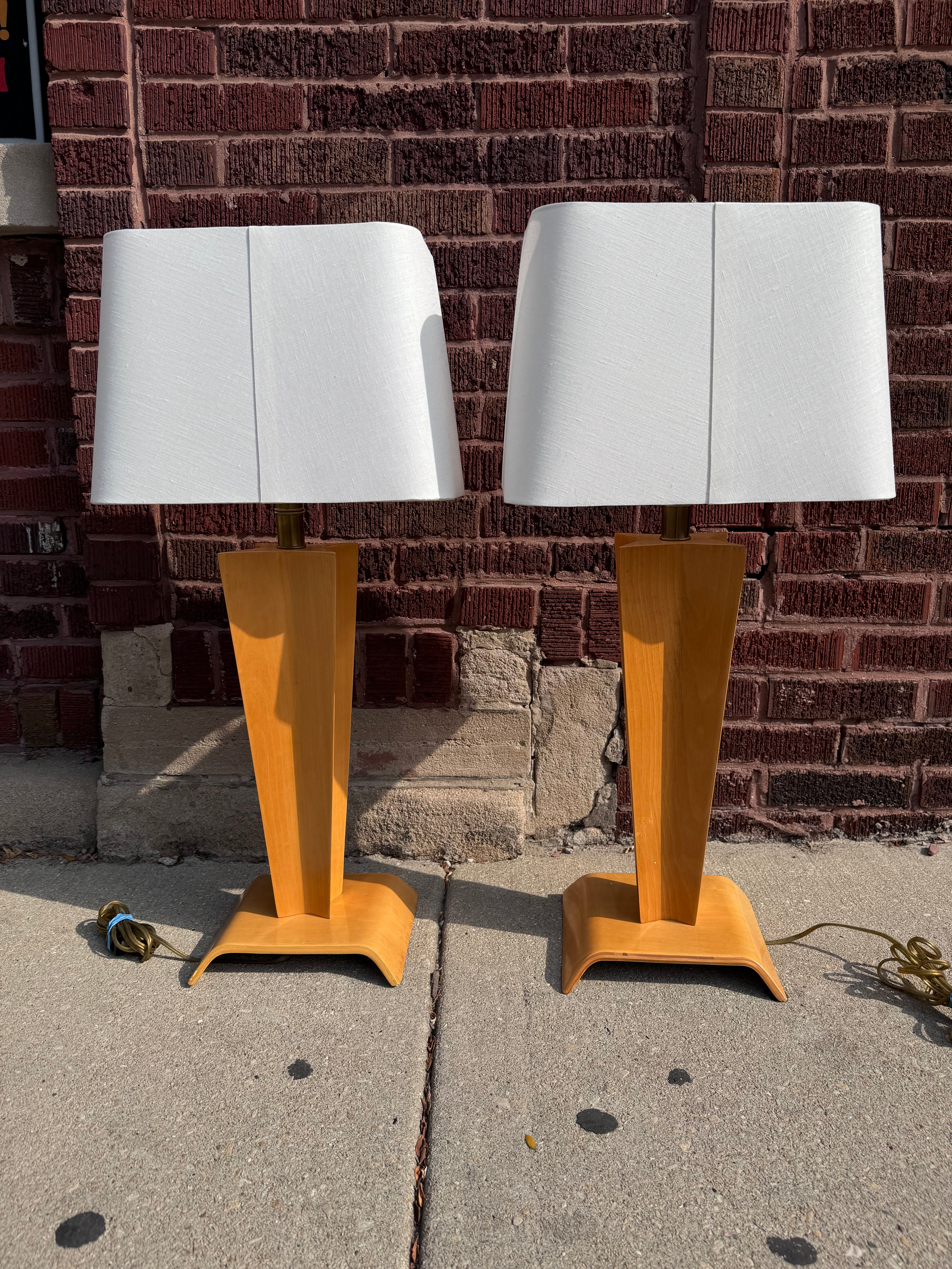 Postmodern Art Deco Style Bentwood Table Lamps - Pair