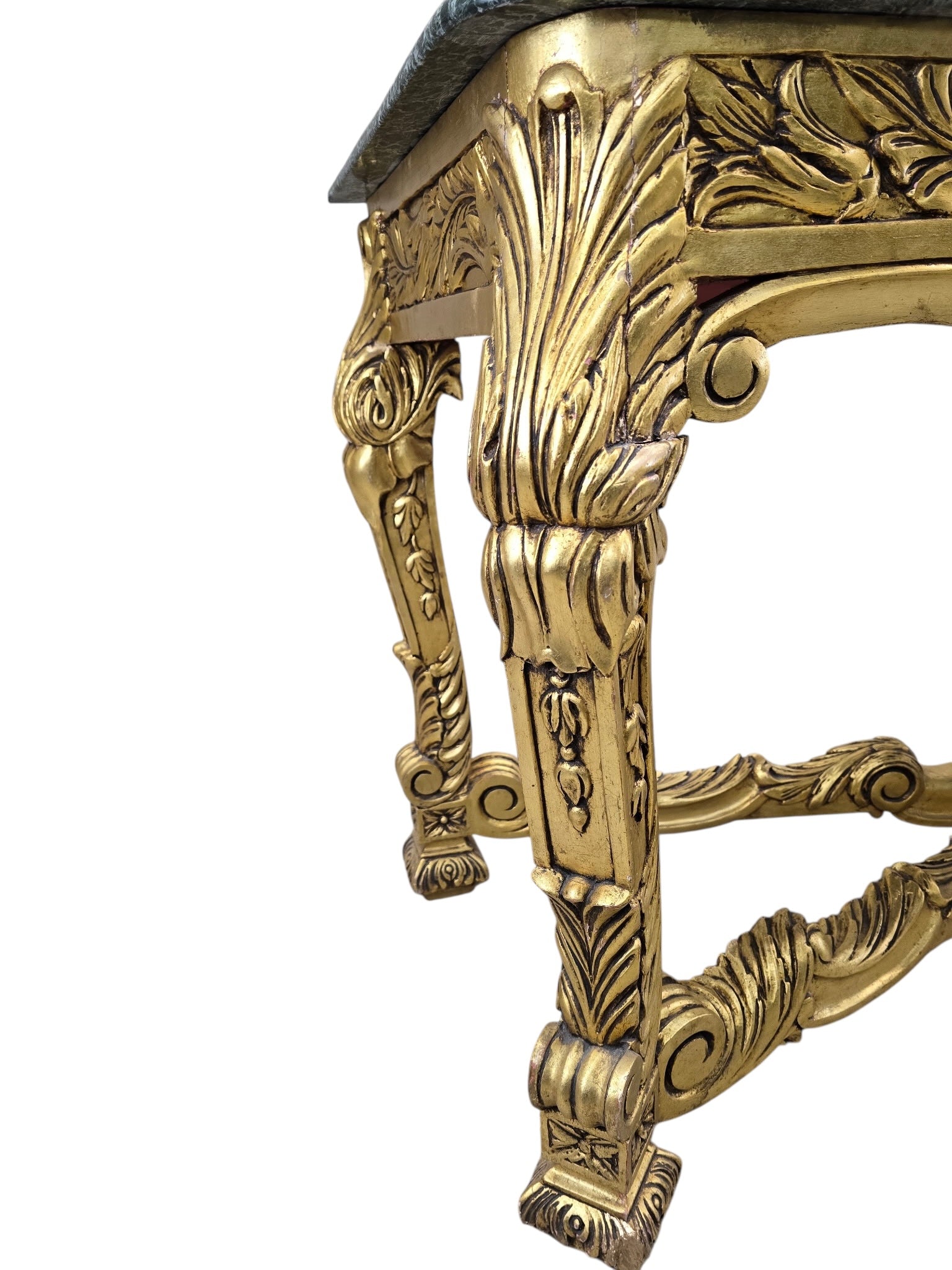 Antique French Louis XV Style Carved Giltwood Console Table with Marble Top