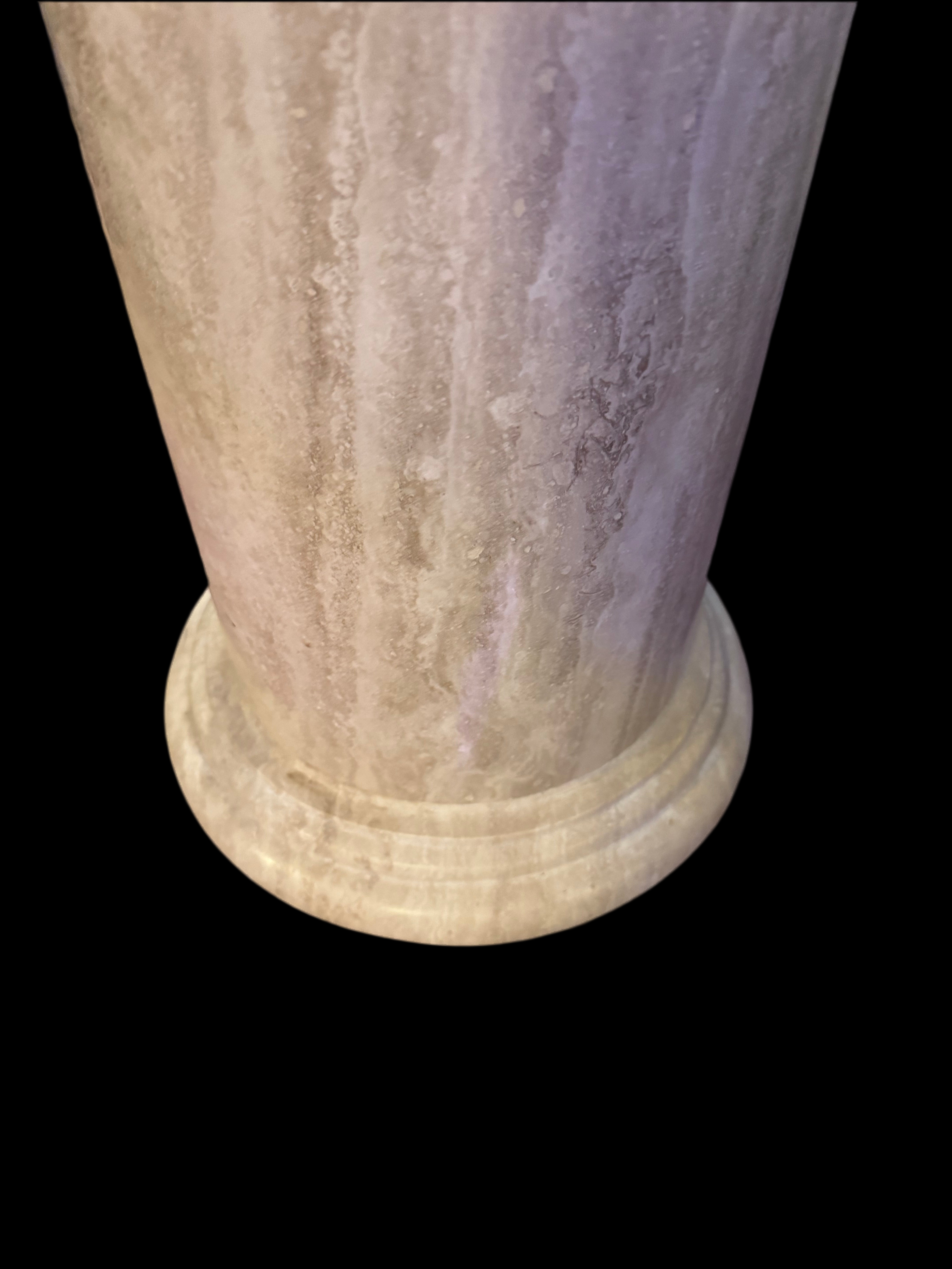 Vintage Italian Column Shaped Marble Pedestal Stand