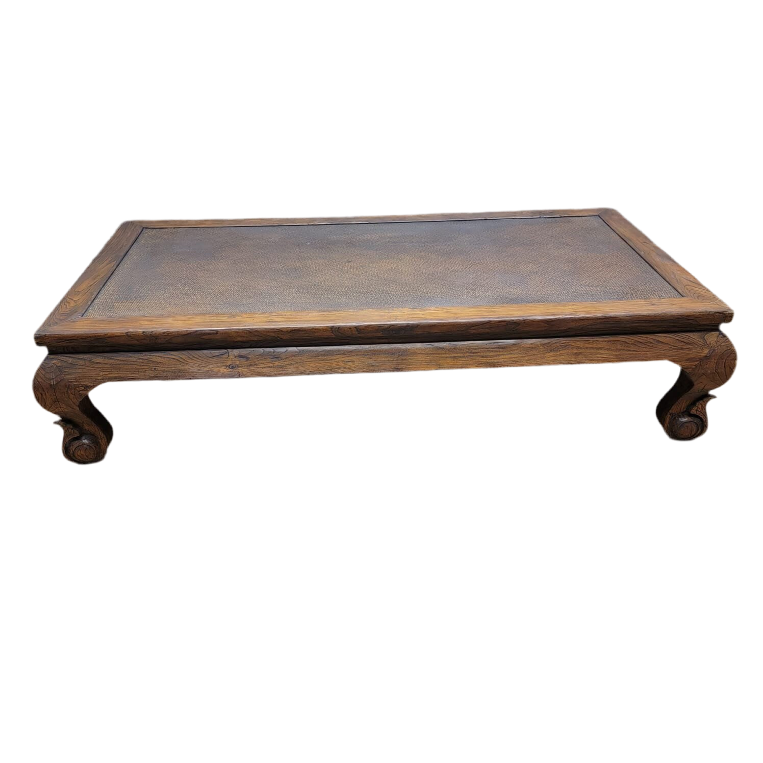 Antique Shanxi Province Elm and Rattan Coffee Table