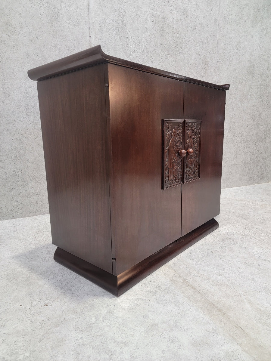 Vintage Hollywood Regency Pagoda Top Cabinet by Stromberg Carlson