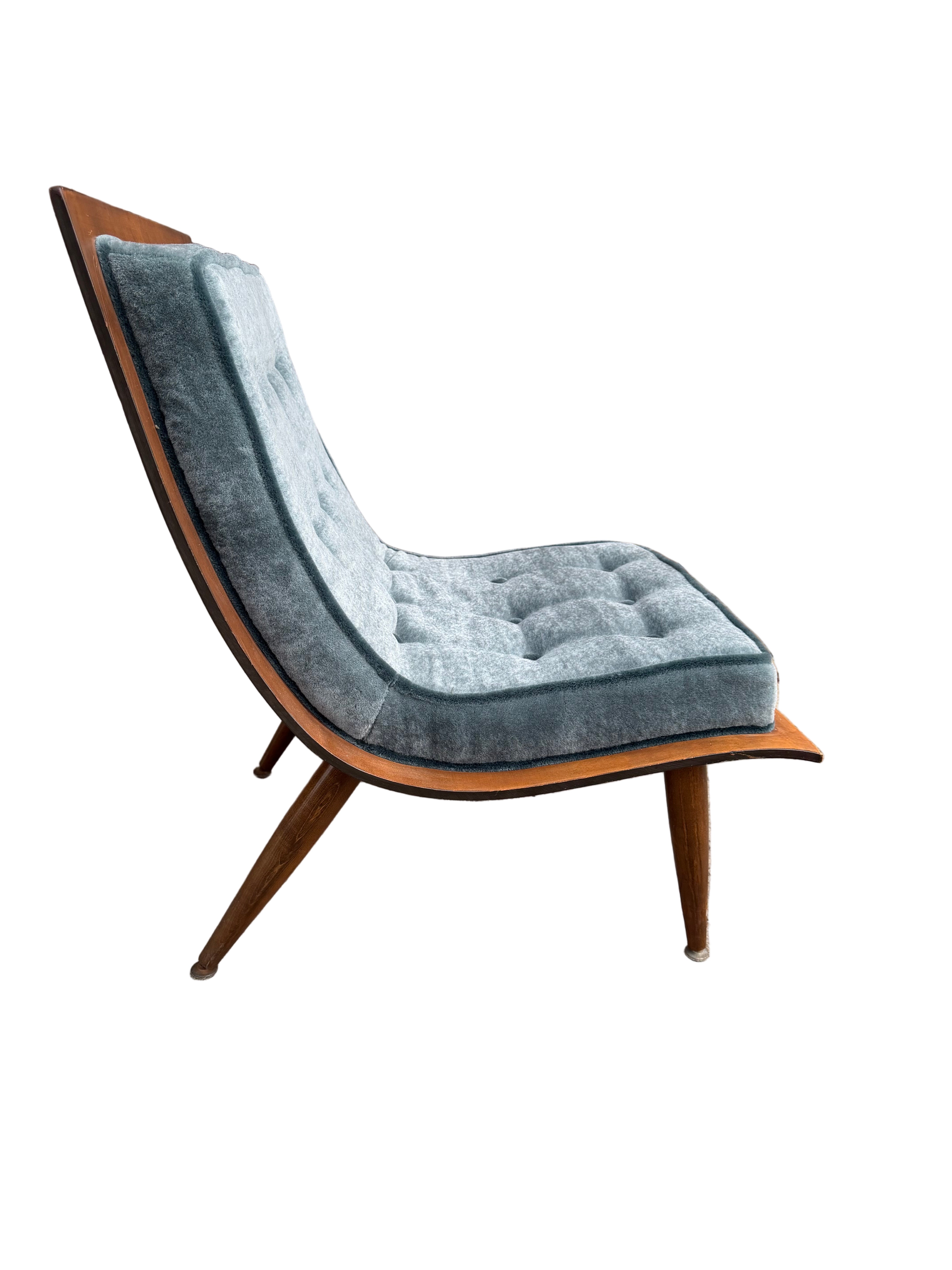 Mid Century Modern Bentwood Scoop Chairs by Carter Brothers Newly Reupholstered Mohair - Set of 2