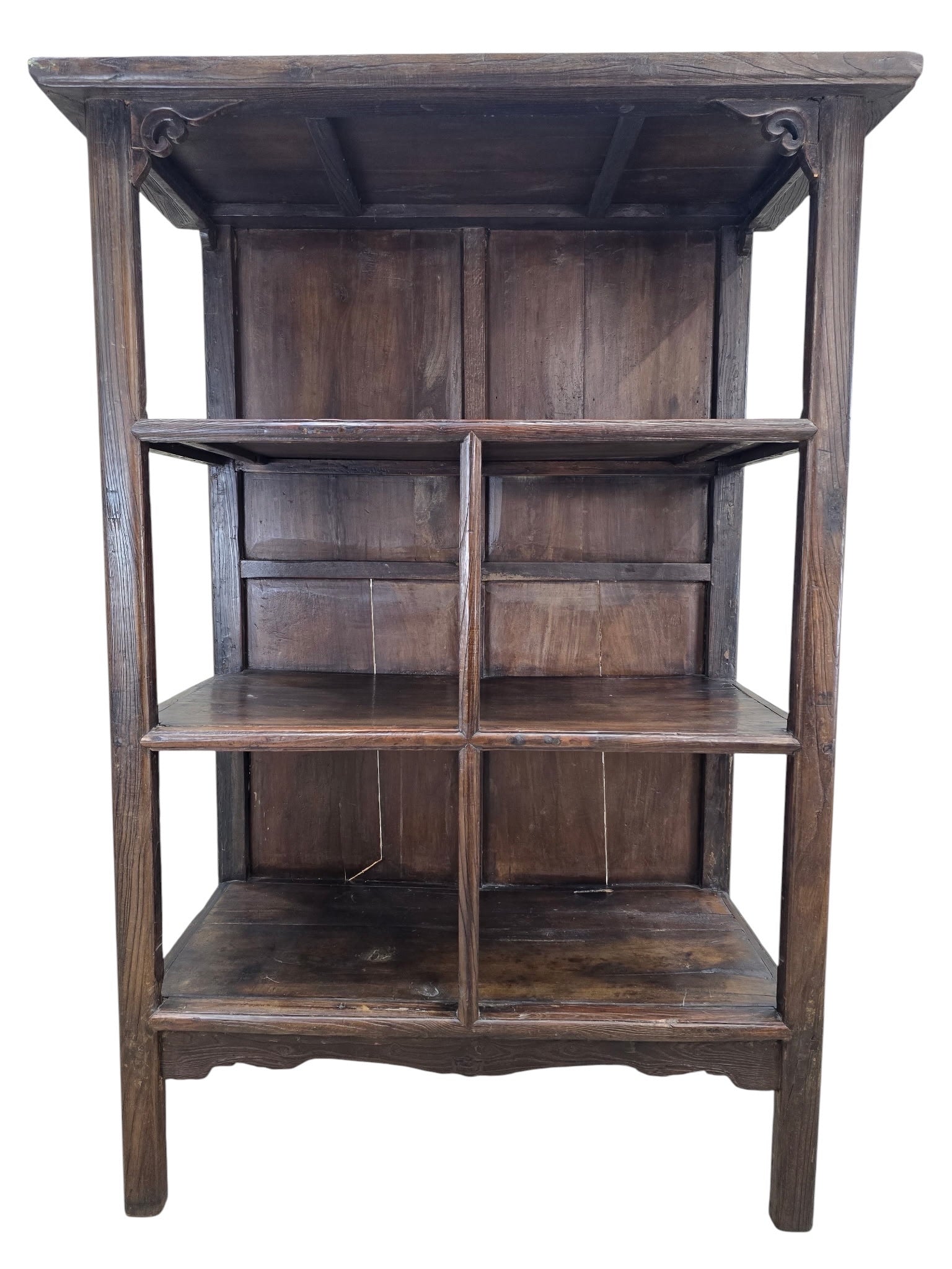 19th Century Chinese Shanxi Elm Wood Open Display Cabinet / Scholar's Bookcase