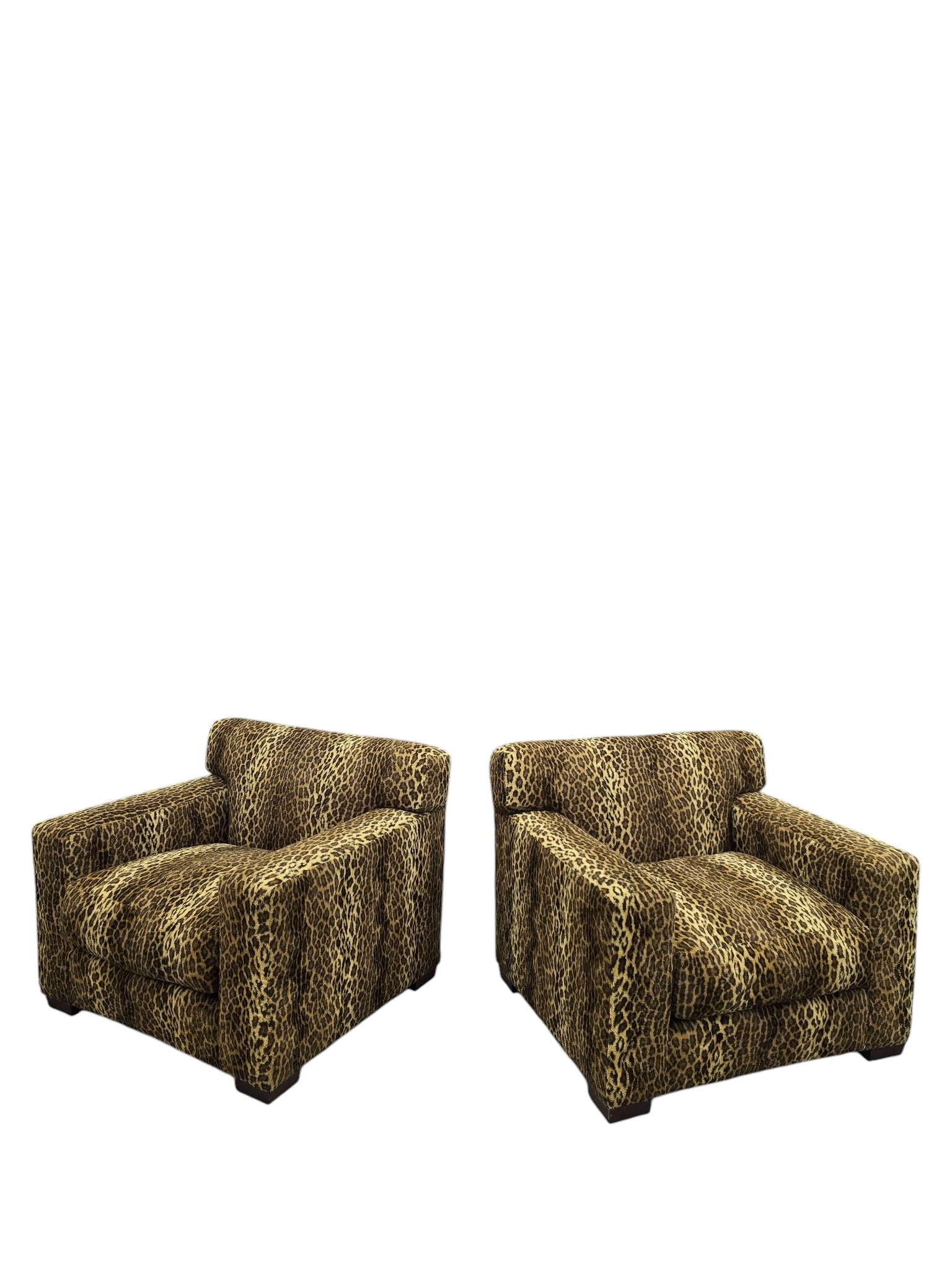 Vintage Henredon High Point Oversized Cube Club Chairs – Pair