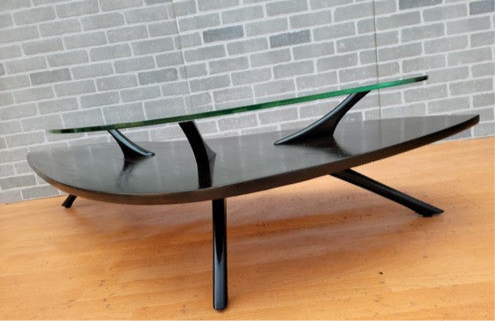 Mid Century Modern Atomic Boomerang Vladimir Kagan Style Kidney Shape Coffee Table