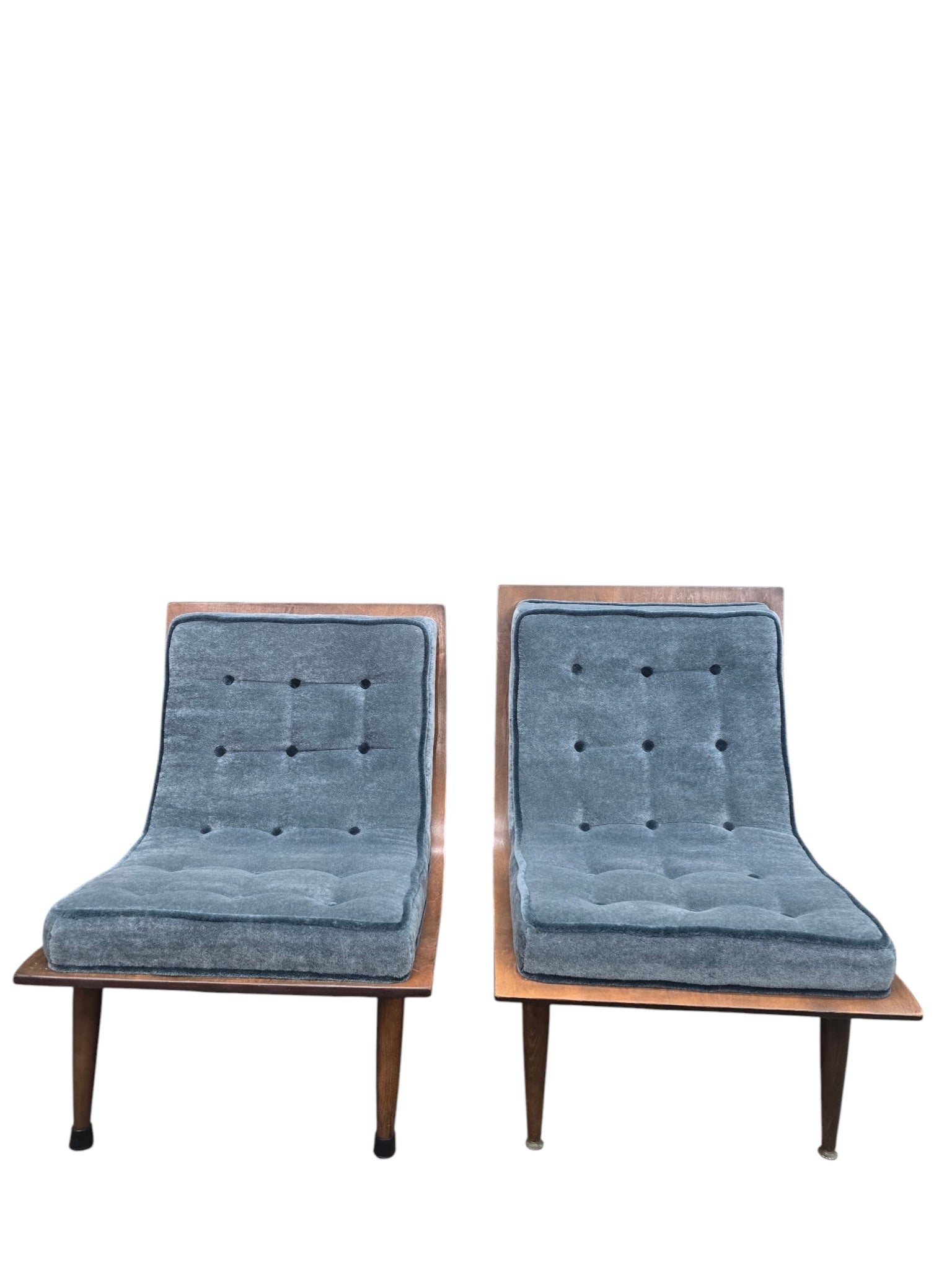 MCM Bentwood Scoop Chairs by Carter Brothers Newly Reupholstered - Set of 2