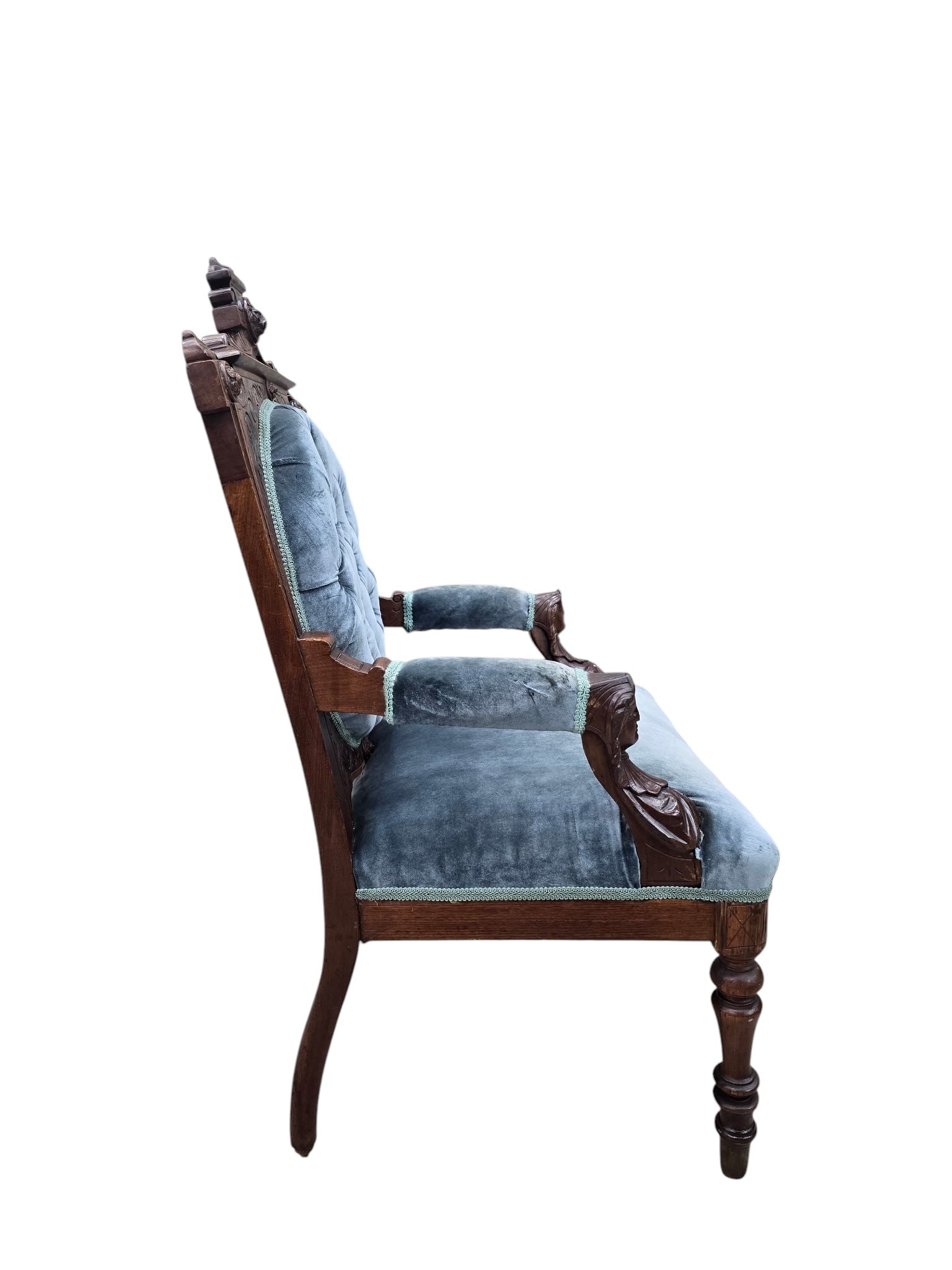 Antique Renaissance Revival Carved Chairs by John Jelliff - Set of 2