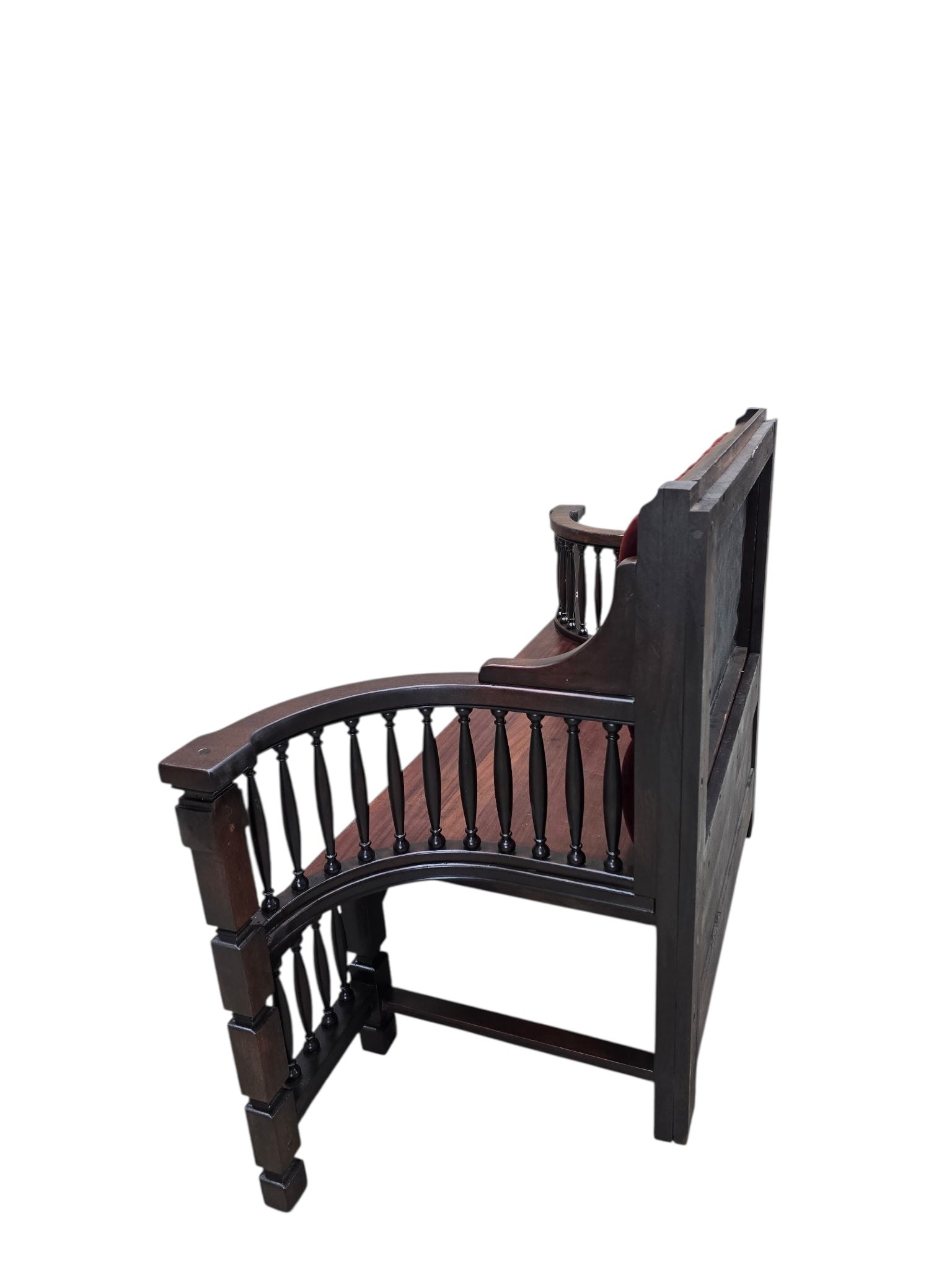 Antique Eastlake Victorian Style Upholstered Back Bench