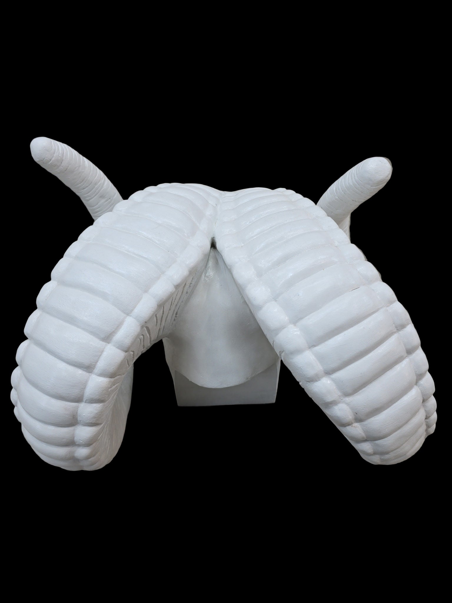Vintage White Rams Head Statue