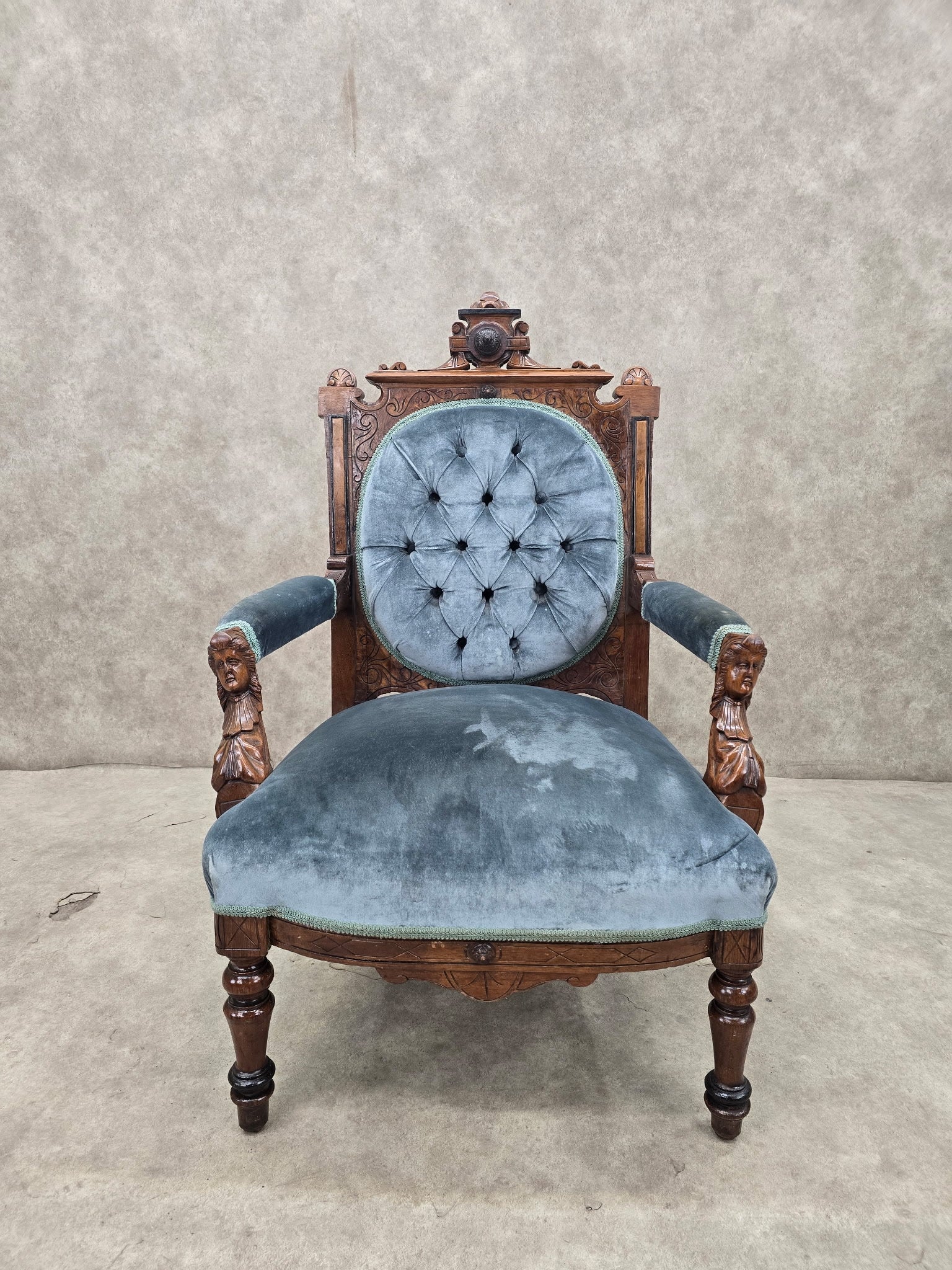 new - Antique Renaissance Revival Carved Chairs by John Jelliff - Set of 2