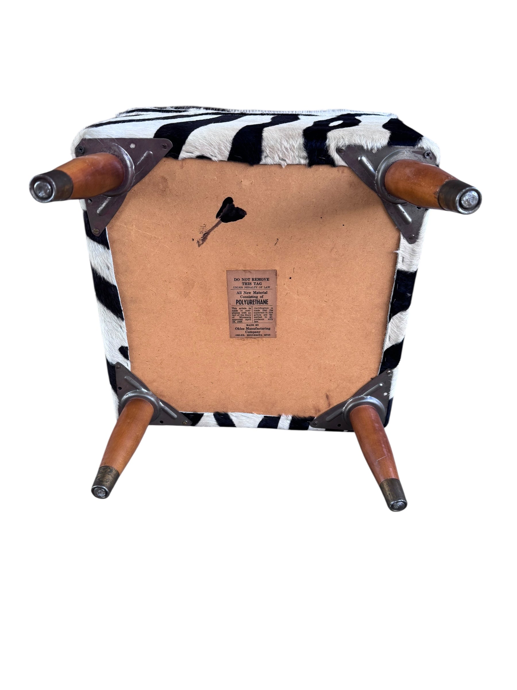 Vintage Storage Ottoman Newly Upholstered in Zebra Cowhide