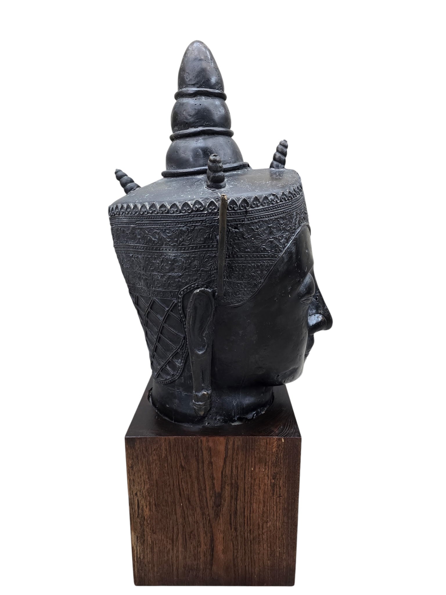 Vintage Southeast Asian Bronze Buddha Head Mounted