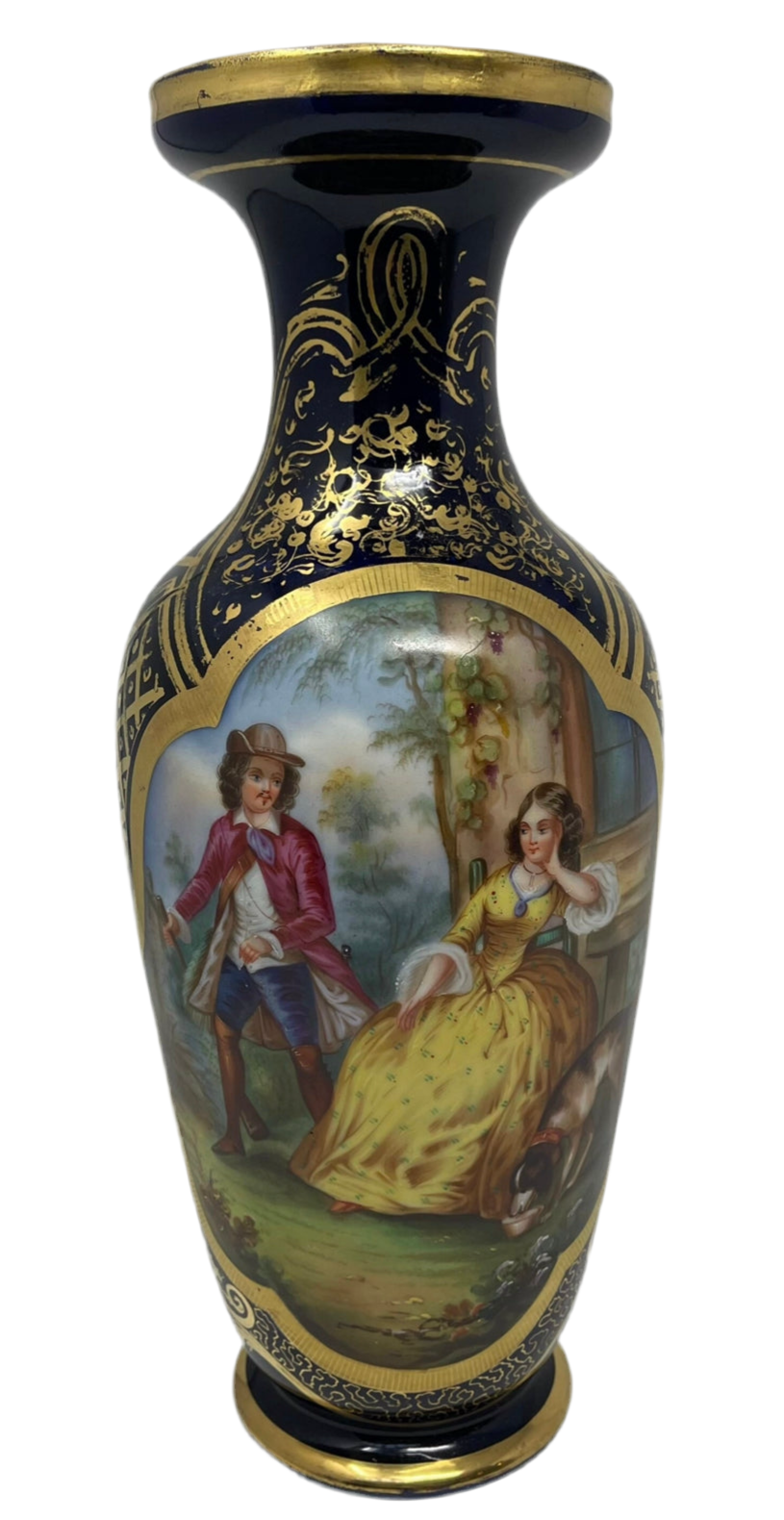 Antique French Old Paris Gilded Porcelain Vases - Pair