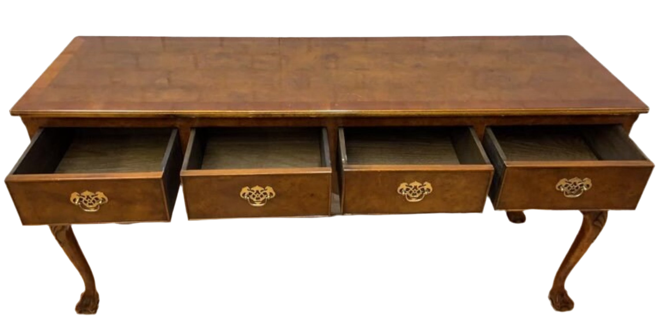 Antique Victorian Burlwood Sideboard with Claw and Ball Feet