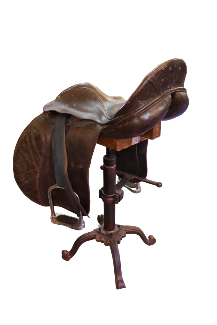 Vintage Custom Equestrian Horse Saddle Swivel Stool