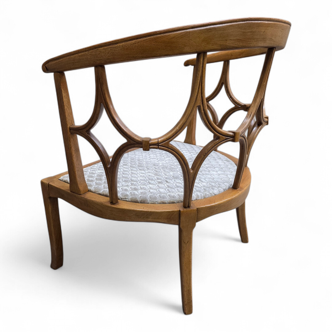 MCM William "Billy" Haines Fruitwood Spider/Barrel Back Lounge Newly Reupholstered