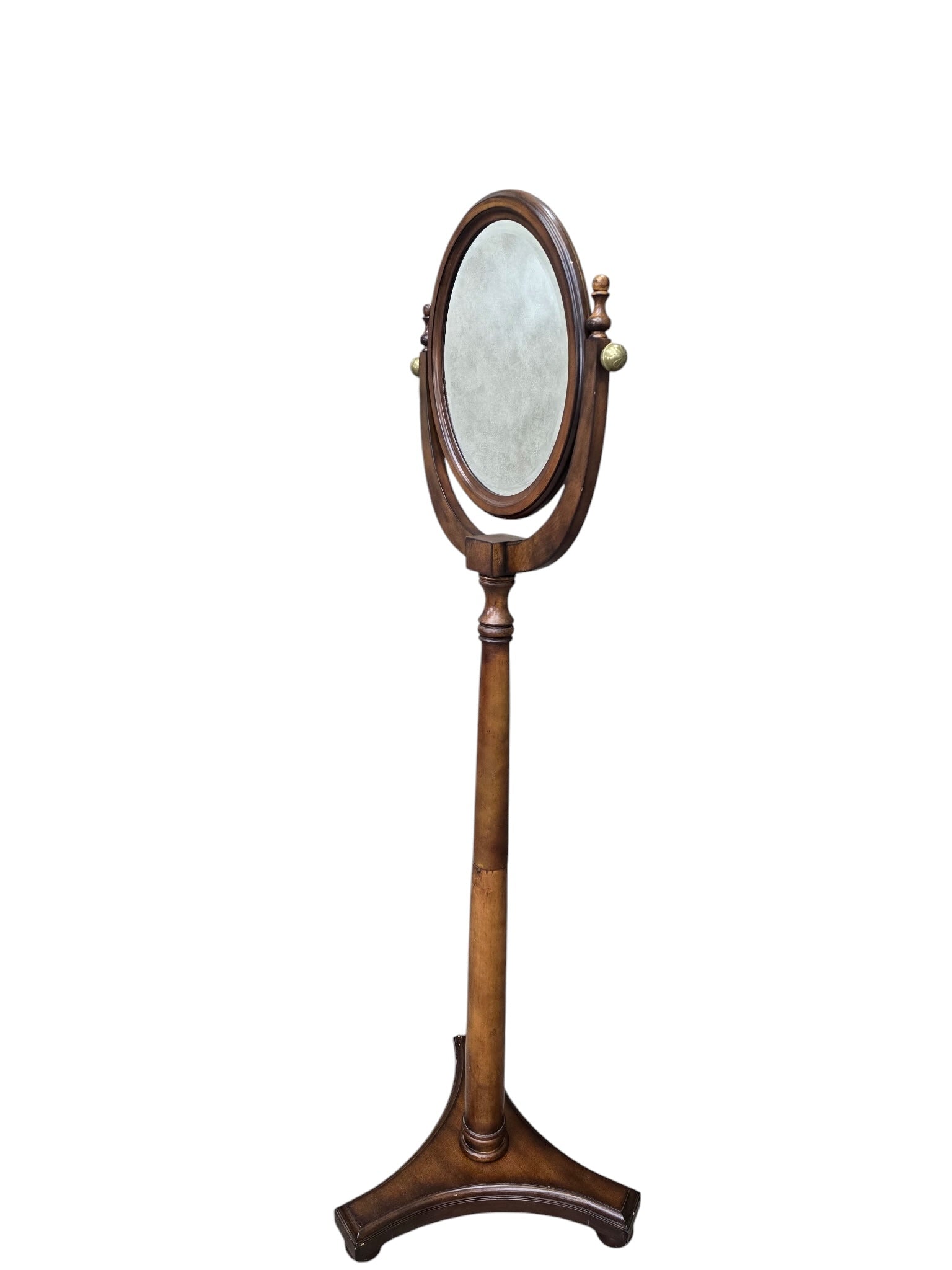 Antique Style Adjustable Pedestal Cheval Shaving Mirror with Beveled Glass